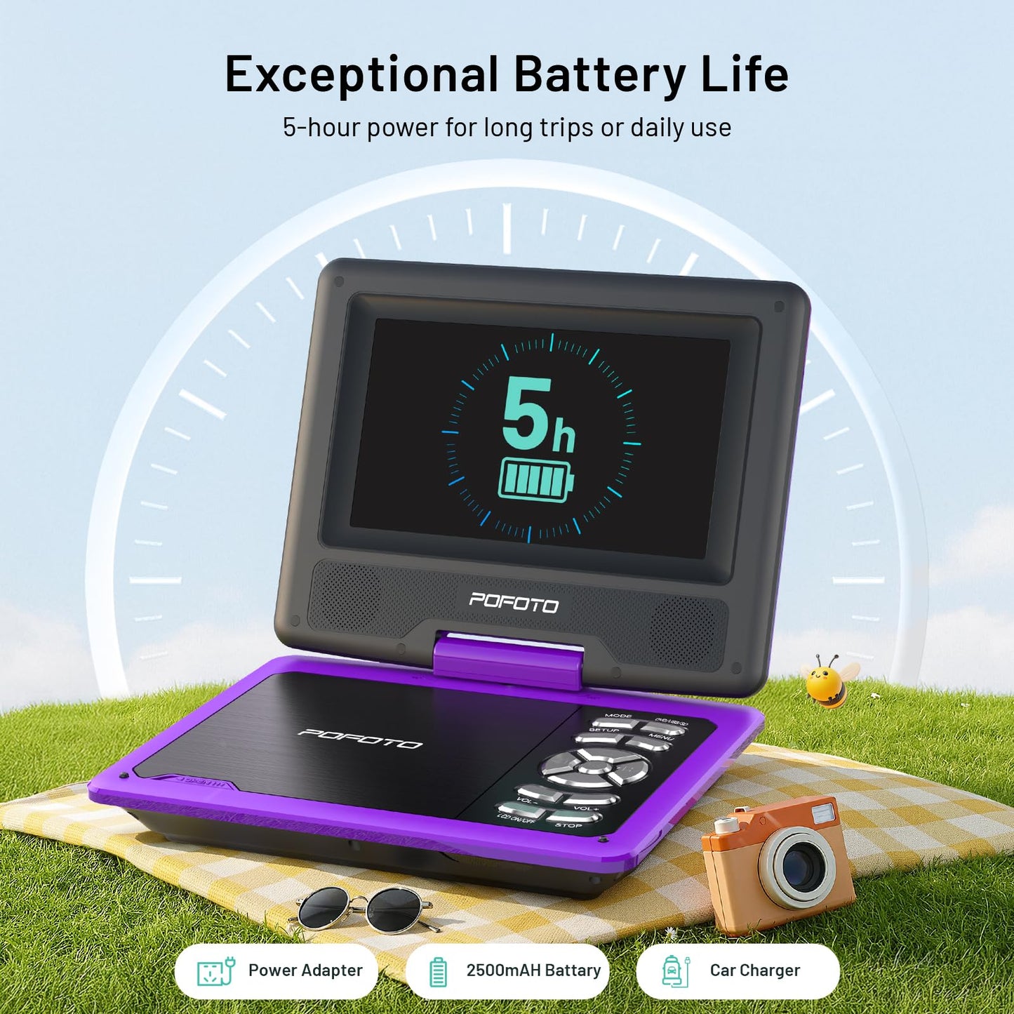 Portable DVD Player for Kids with Swivel Screen