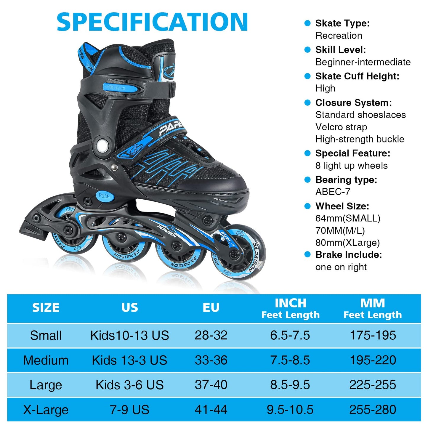 ITurnGlow Adjustable Inline Skates for Kids and Adults with Light up Wheels Beginner Skates Fun Illuminating Roller Skates for Kids Boys and Ladies