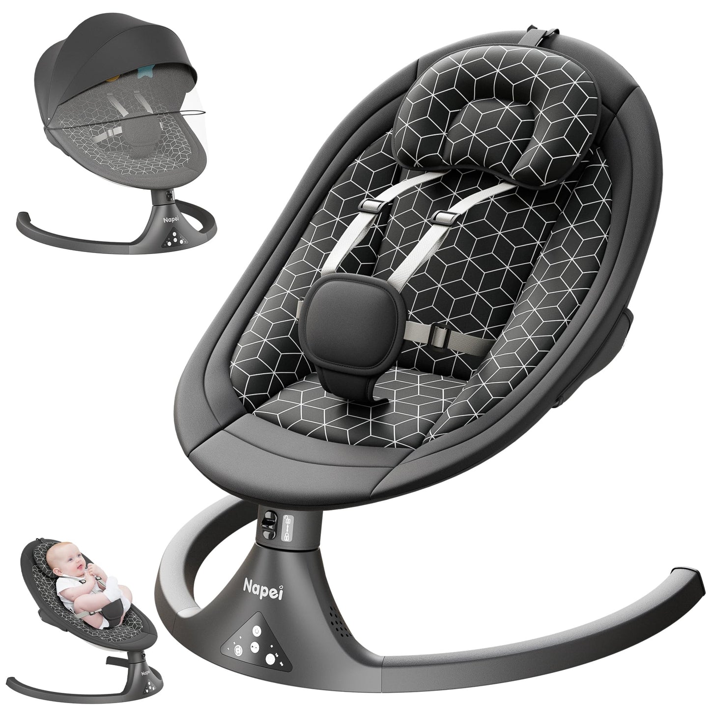 Electric Baby Swing with Remote & Bluetooth