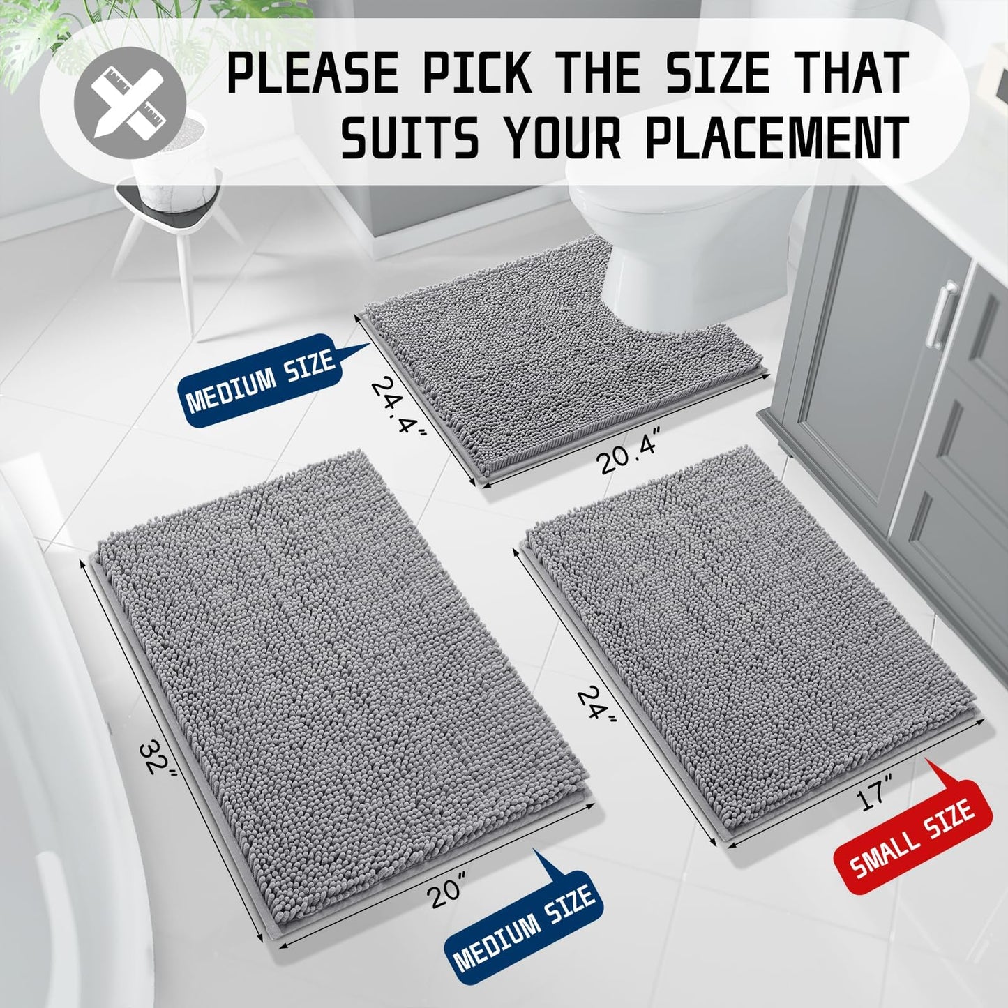 Yimobra Luxury Soft Bath Rugs - Non-Slip