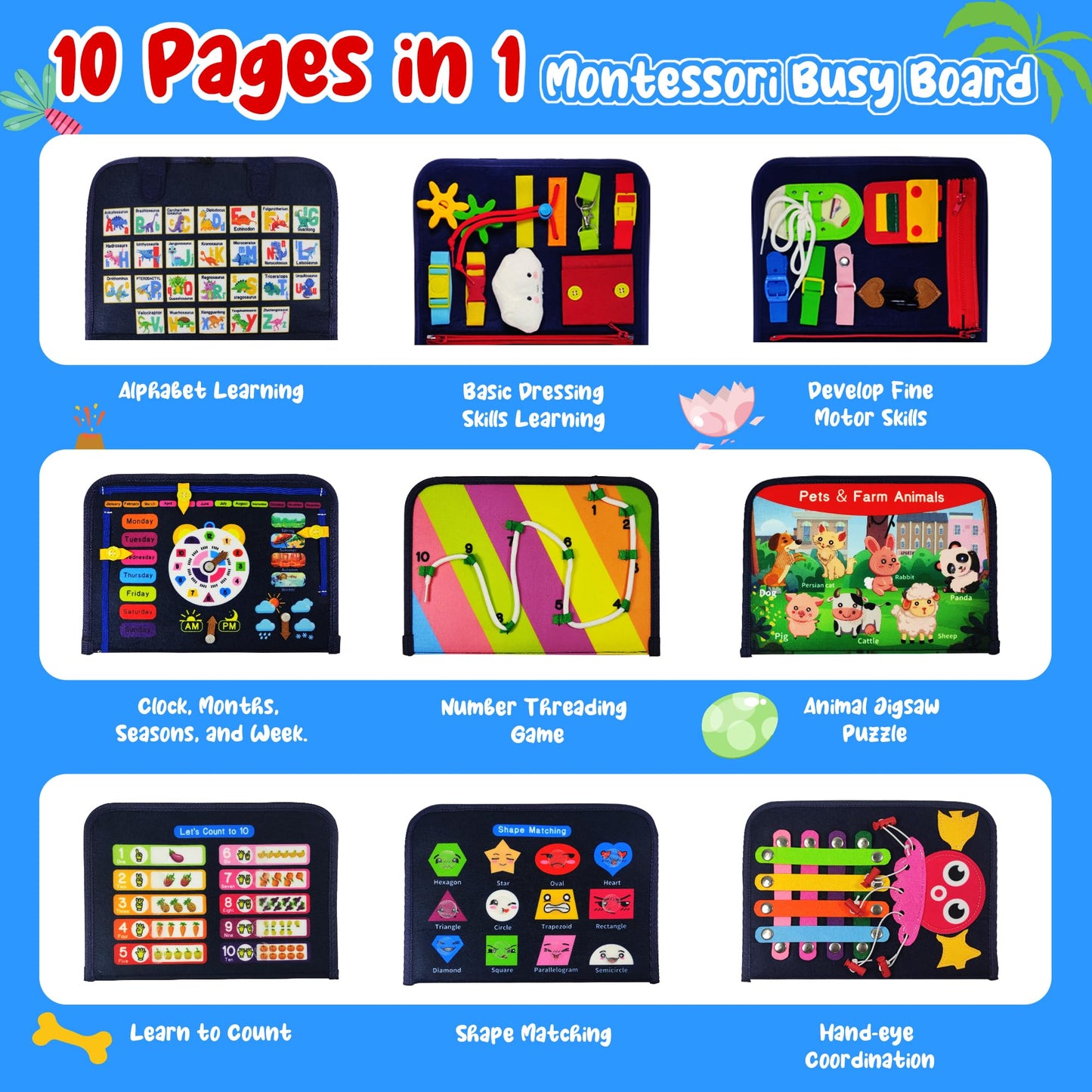 Montessori Busy Board for Fine Motor Skills