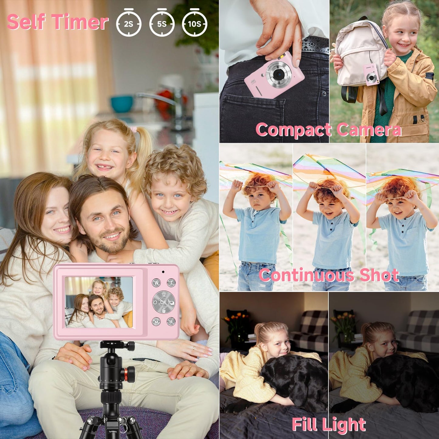 FHD 1080P Digital Camera for Kids 16X Zoom