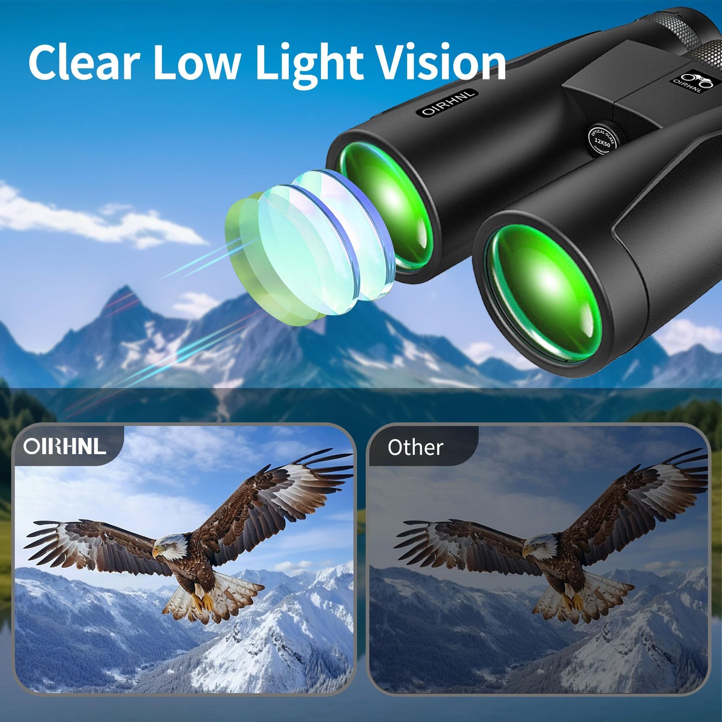 12x50 High Powered Binoculars with Phone Adapter