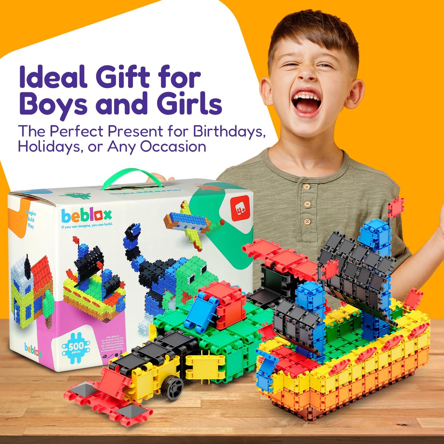 BEBLOX 500-Piece Building Blocks Set for Kids