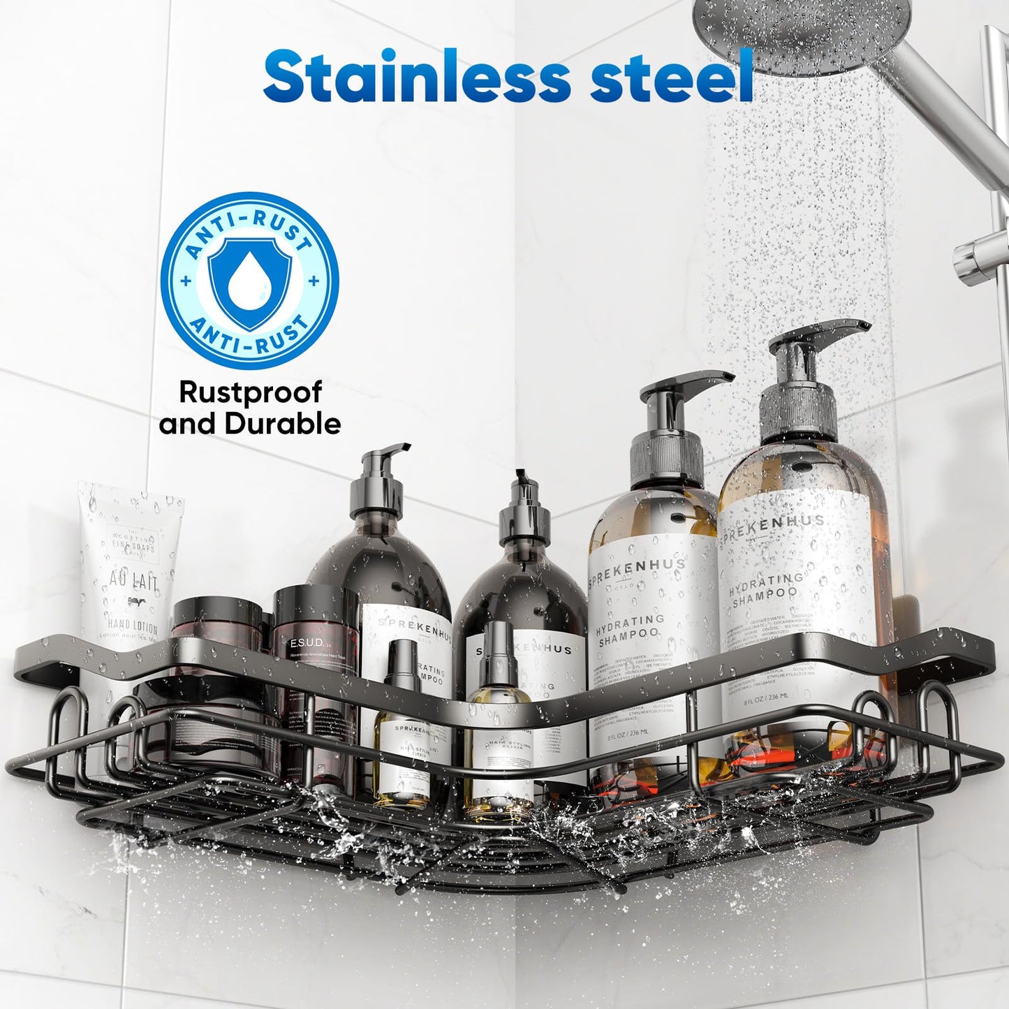 5 Pack Corner Shower Caddy, No Drilling Rack
