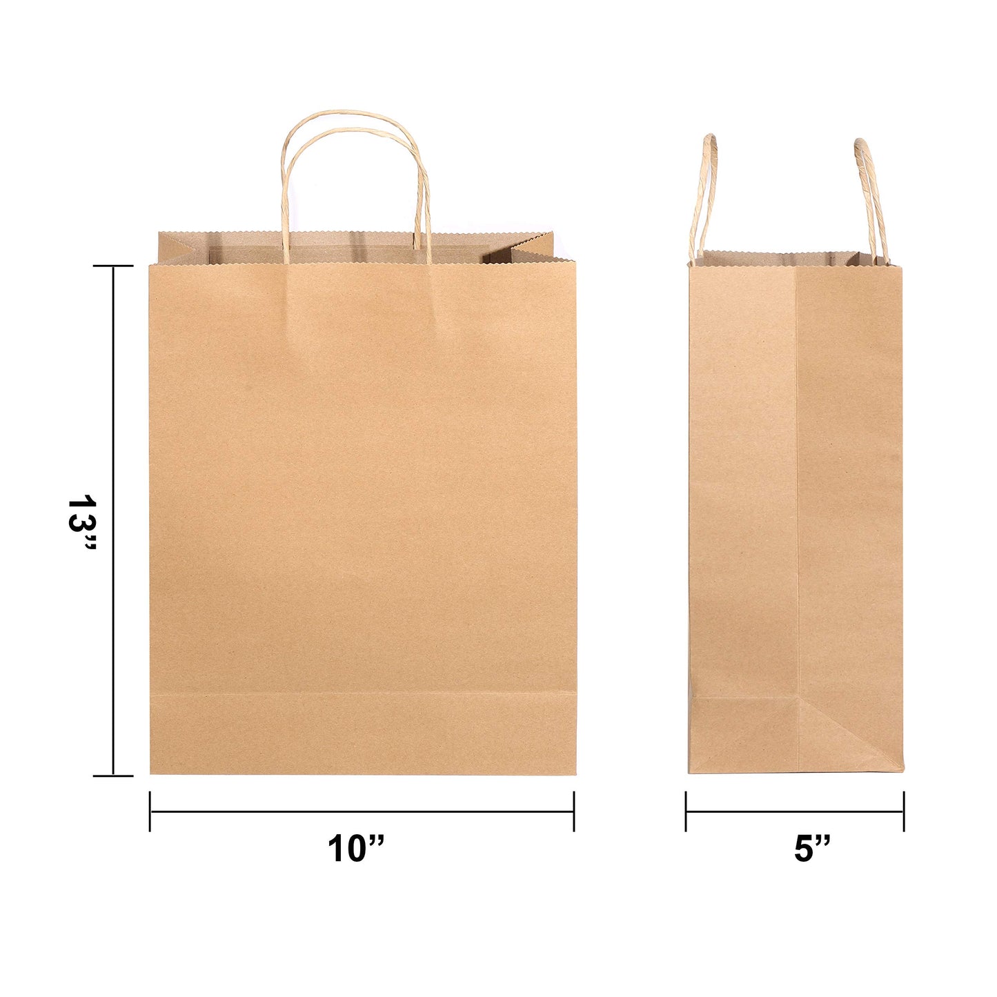 Brown Kraft Paper Gift Bags with Handles, 100 Pcs