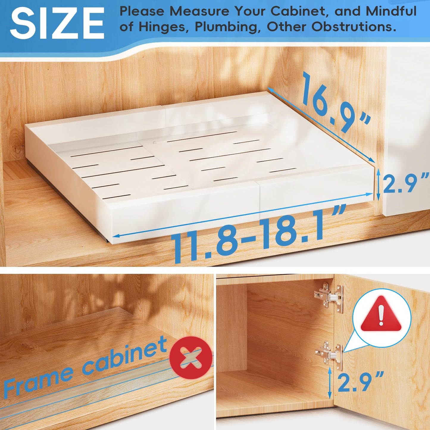 Expandable Pull-Out Cabinet Organizer with Adjustable Drawers