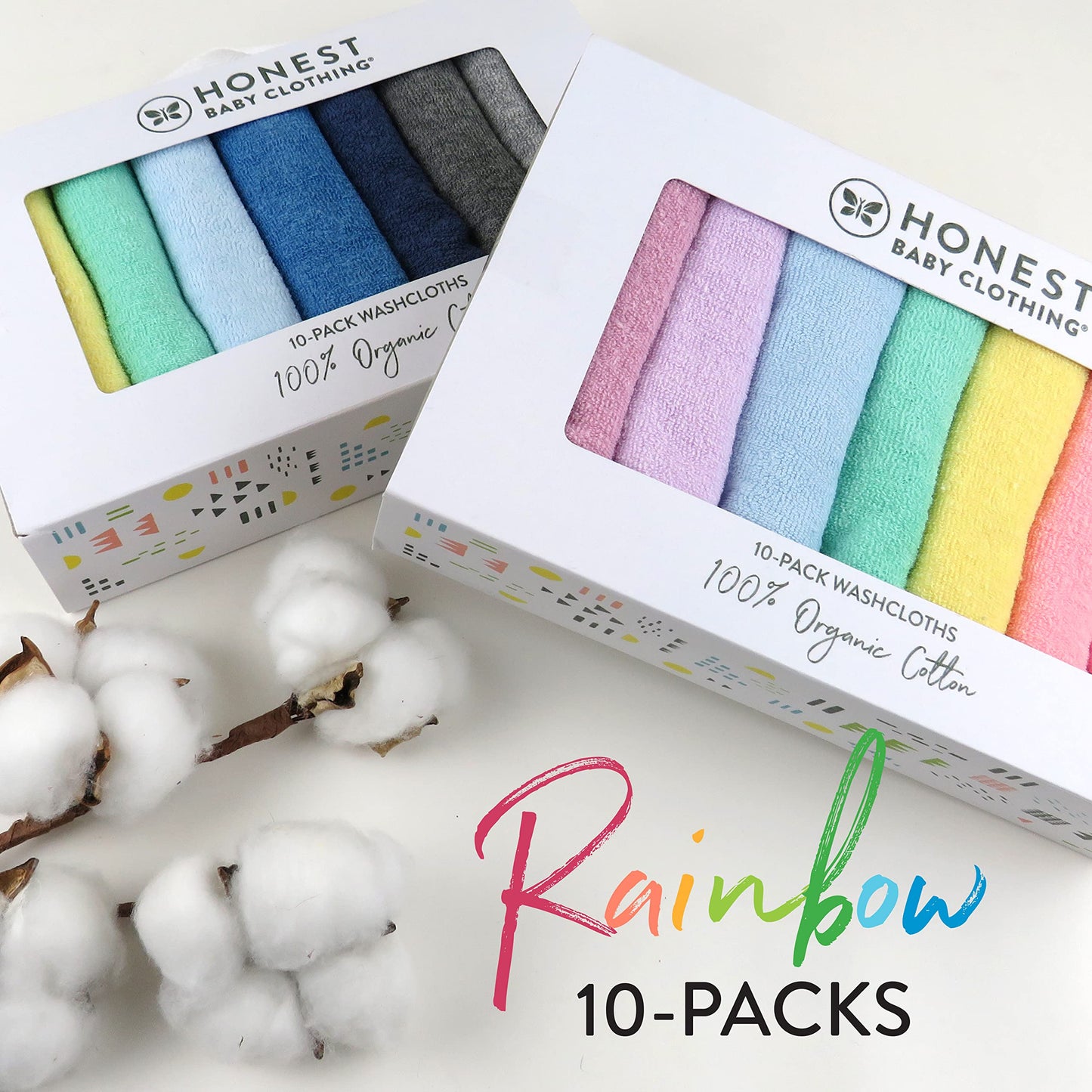 HonestBaby Organic Cotton Baby Wash Cloths - 10 Pack