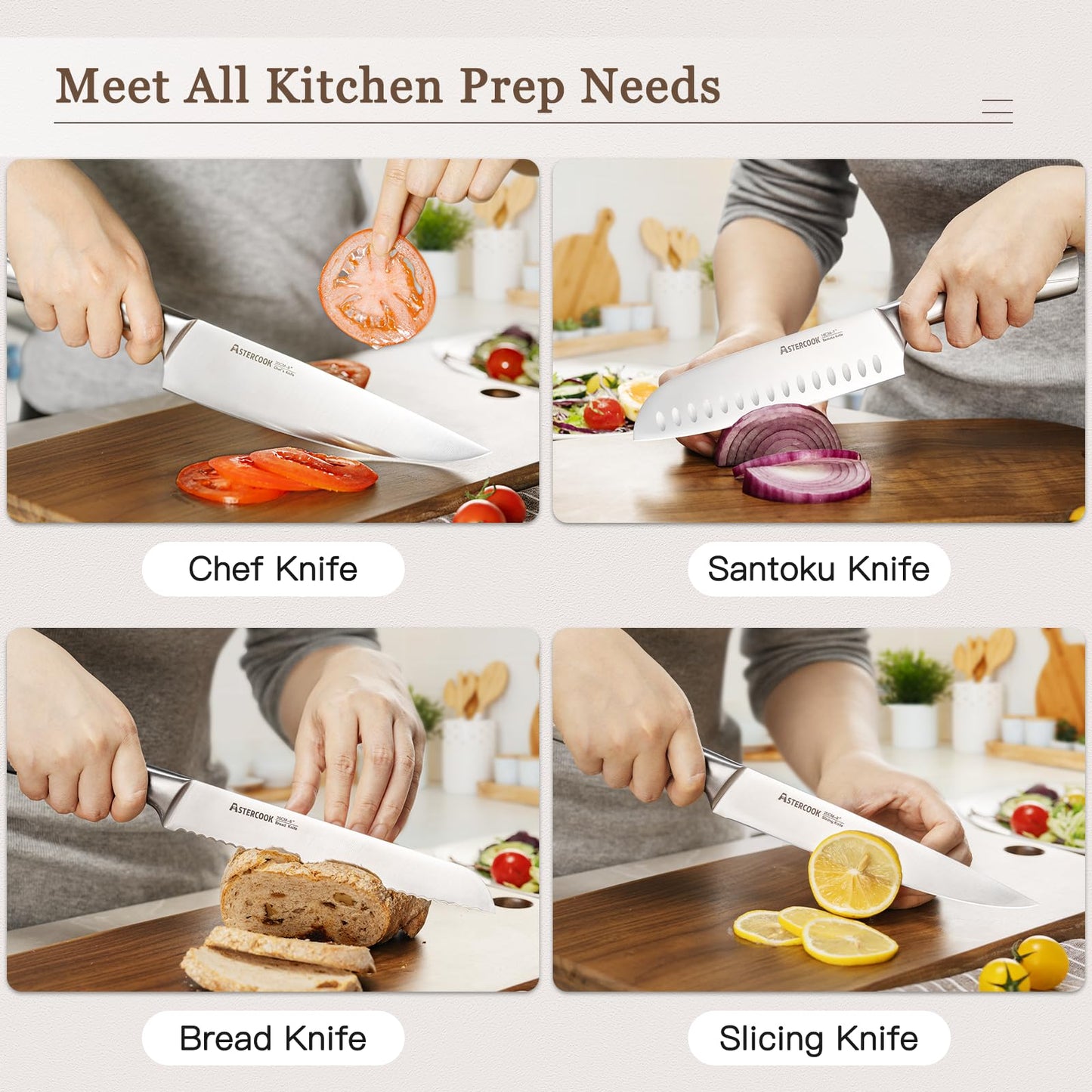 15-Piece Astercook Stainless Steel Knife Set