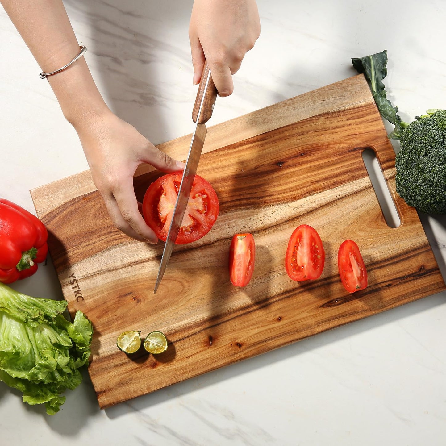 Acacia Wood Cutting Board with Handle 15" x 9.5"