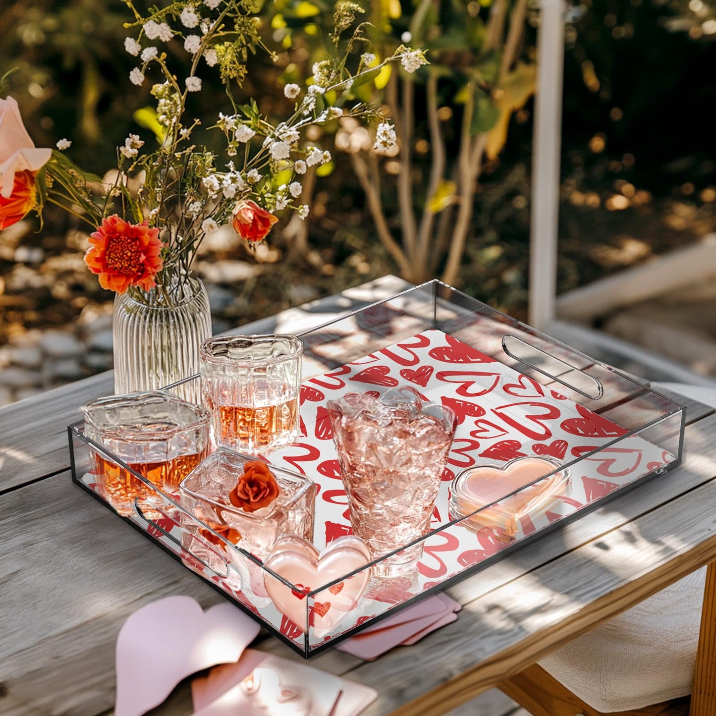 Acrylic Serving Tray with Handles by Qdetak