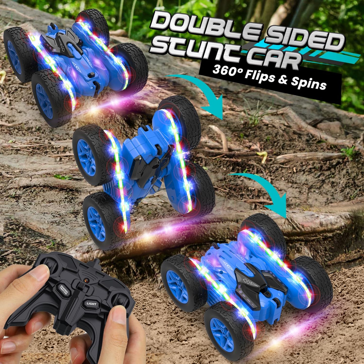 TOY Life Kids Stunt Remote Control Car 2.4G HZ Remote Control Cars RC Stunt Car Remote Control Toys for Boy & Girl RC Stunt Car Double Sided 360° Rotating Cars Birthday for Kids