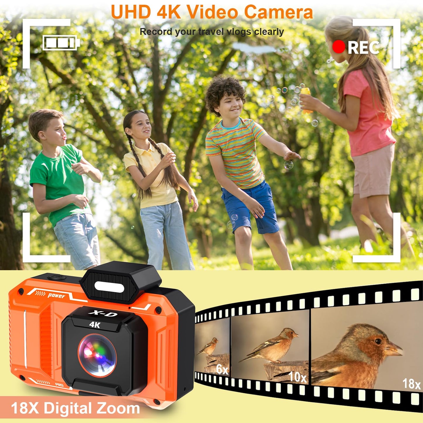 4K 48MP Digital Camera with 18X Zoom