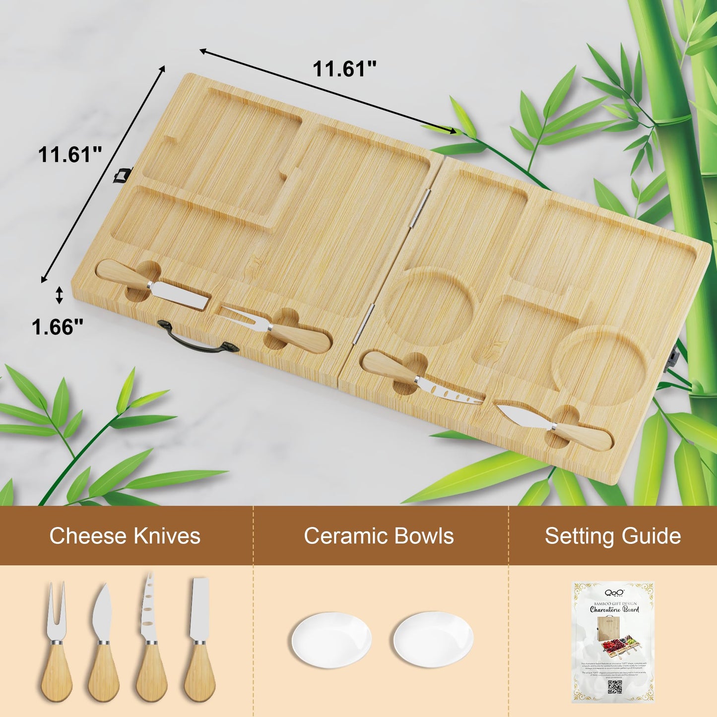 Bamboo Charcuterie Board Gift Set with Utensils