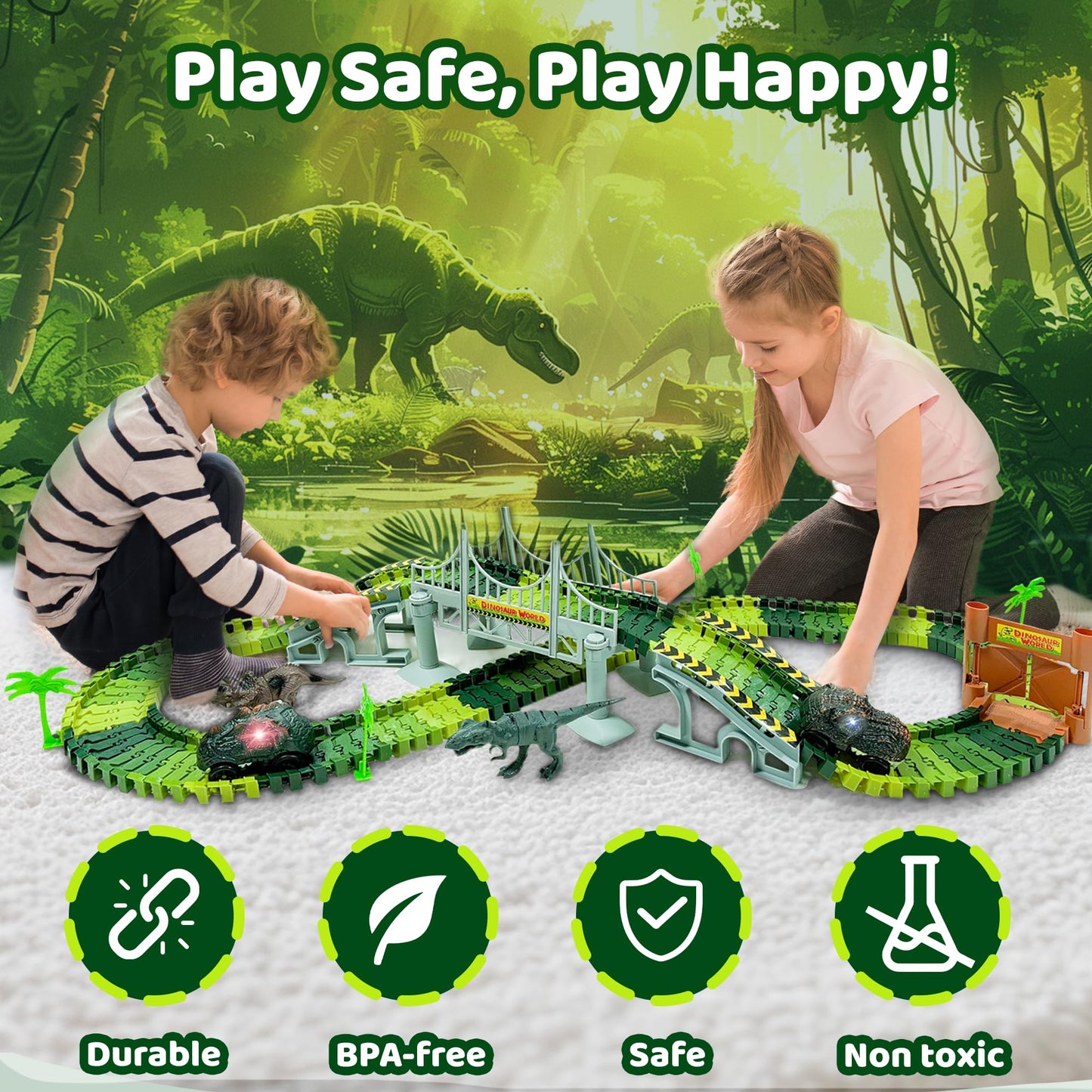 Dinosaur Race Track Toy Set by Boffe
