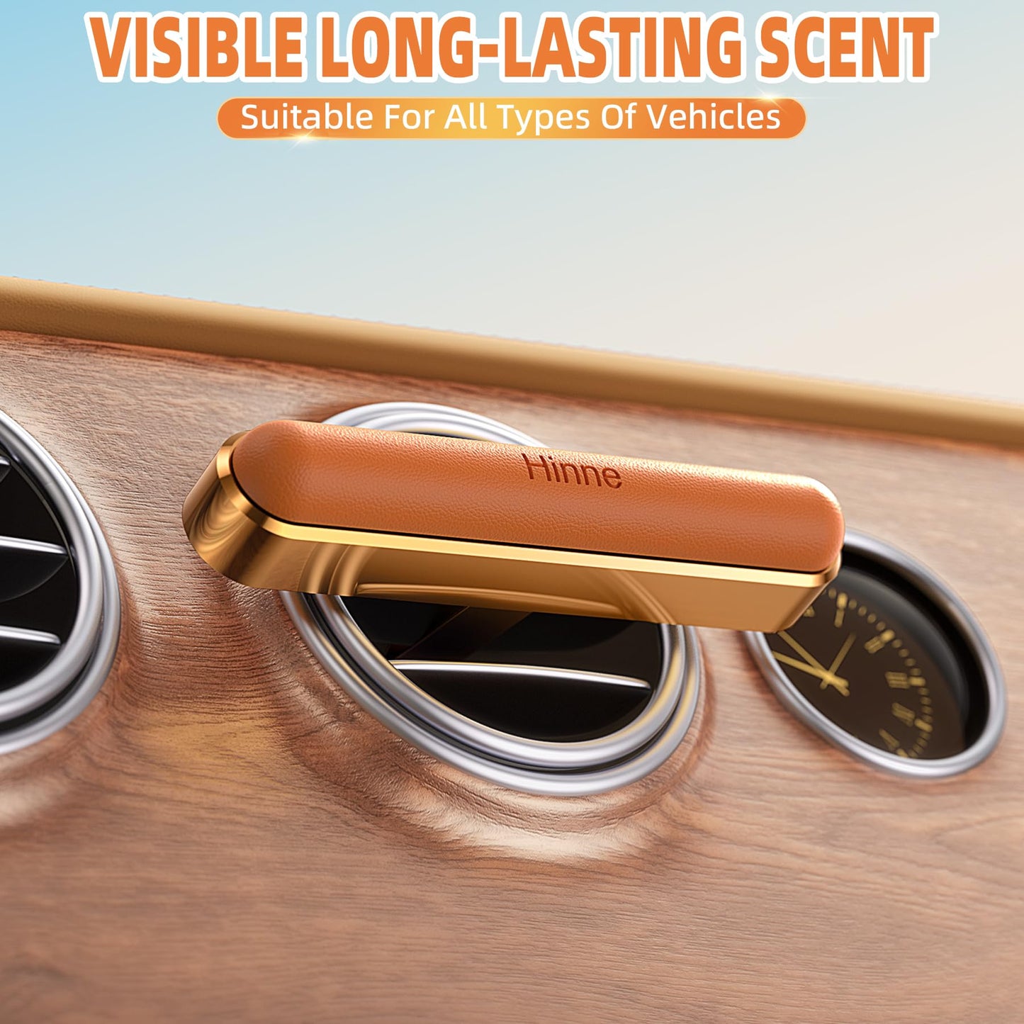 Car Air Fresheners,2024 New Model,Aluminum Alloy Leather,Fragrance DIY,3Pcs French balm,Each balm lasts 6 months,Premium Car scent Car Accessory,Car fresheners,Refillable car air freshener(Rose Gold)
