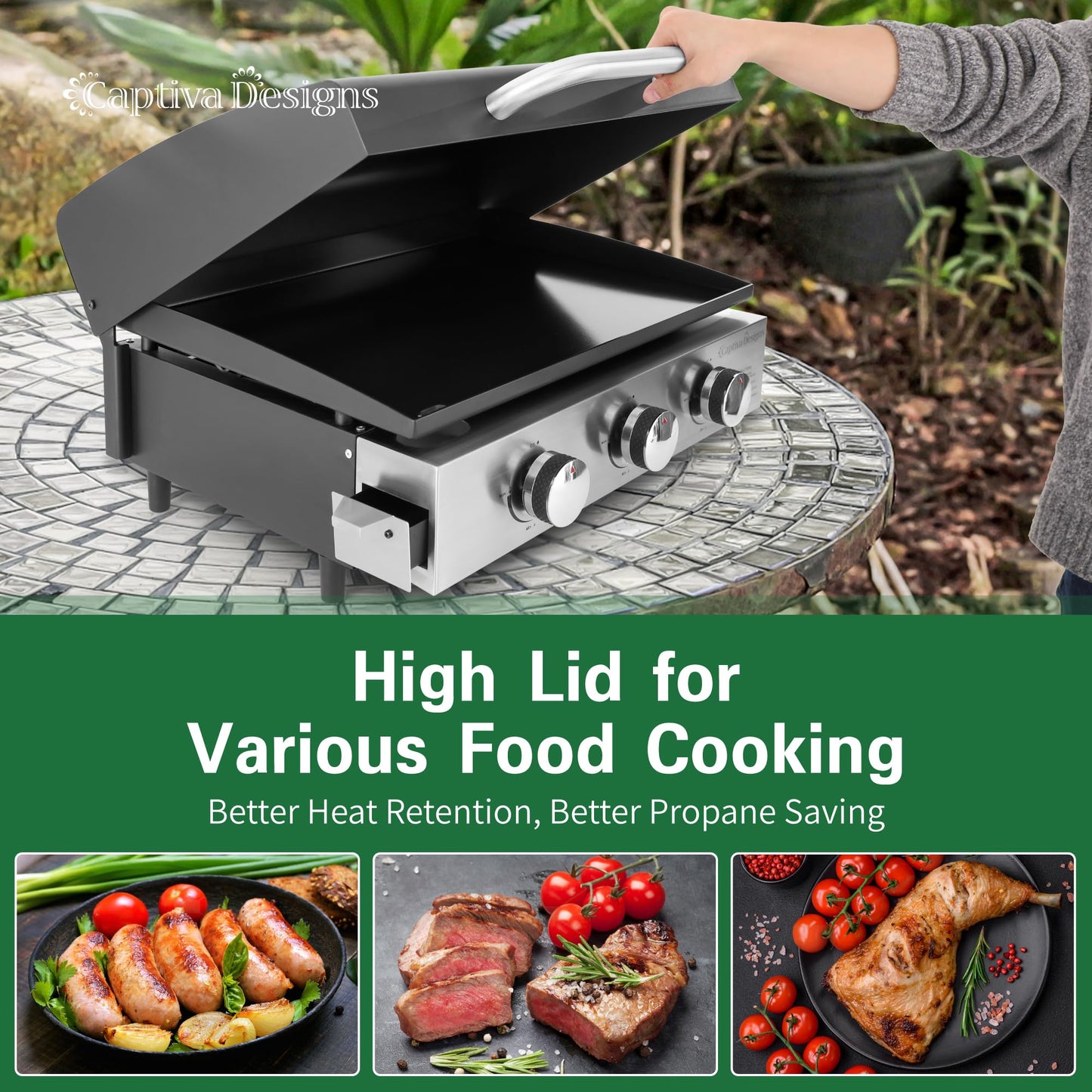 Portable Propane Gas Griddle Grill by Captiva Designs