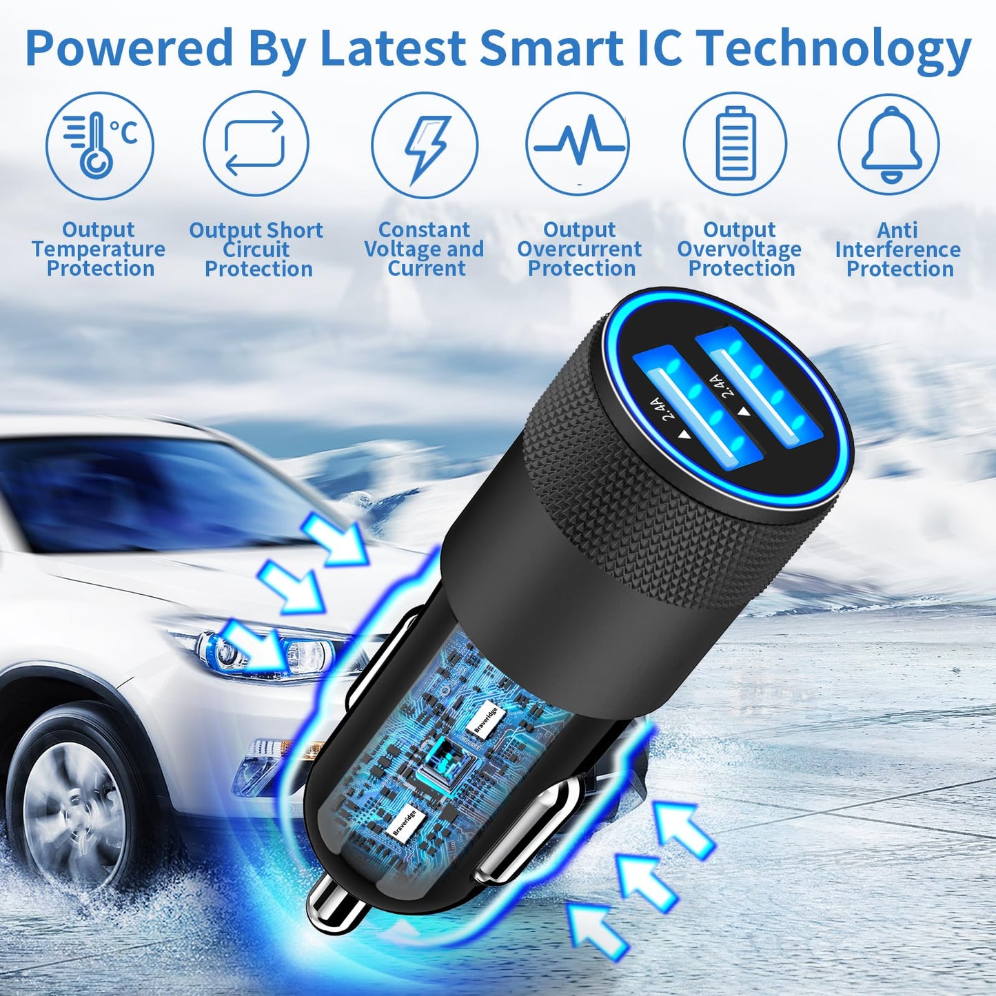 Braveridge 4.8A Dual USB Car Charger Adapter