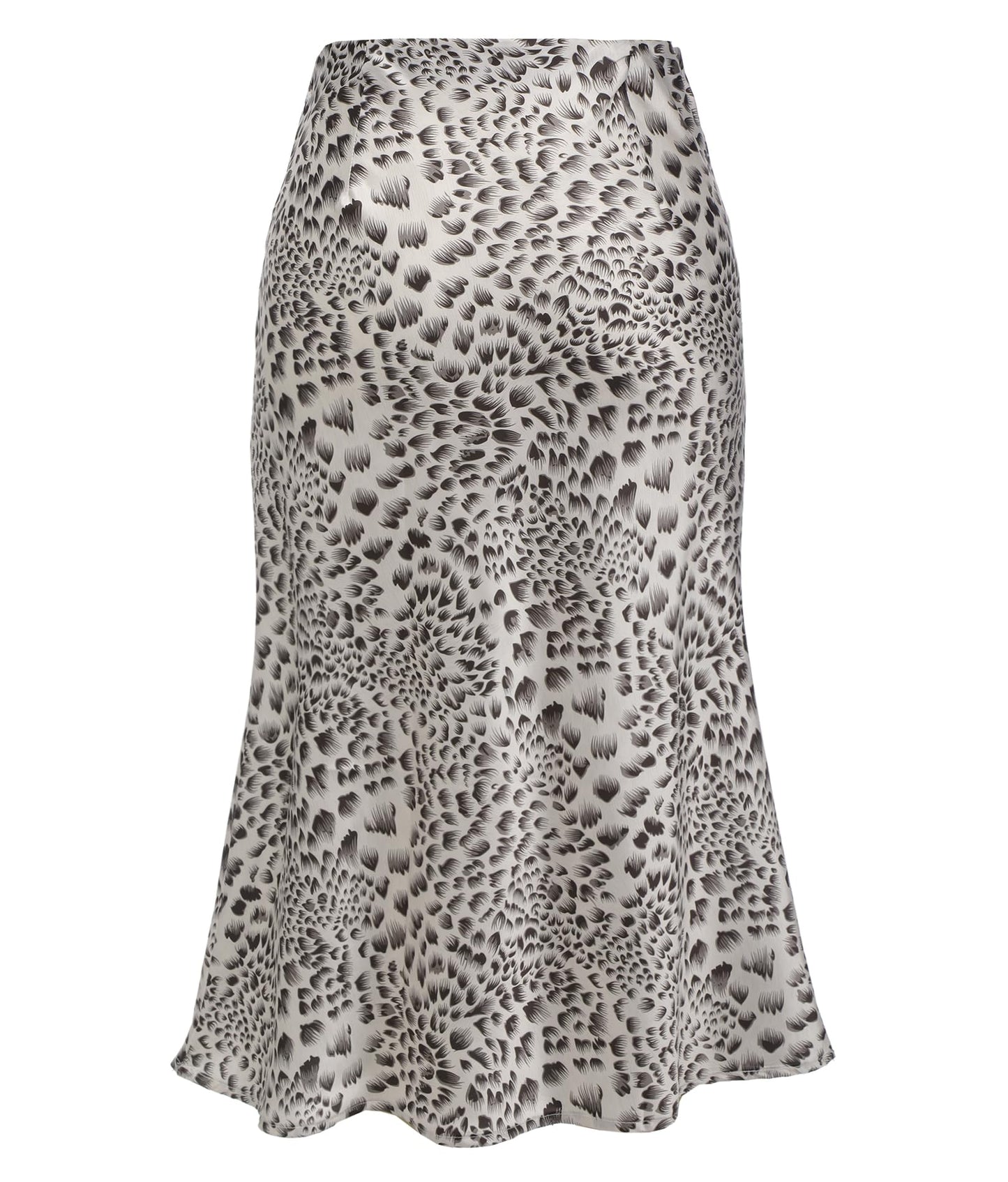 Cnlinkco Casual Satin Skirts for Women Sexy Leopard Bodycon Skirts Evening Midi Length Skirts White S