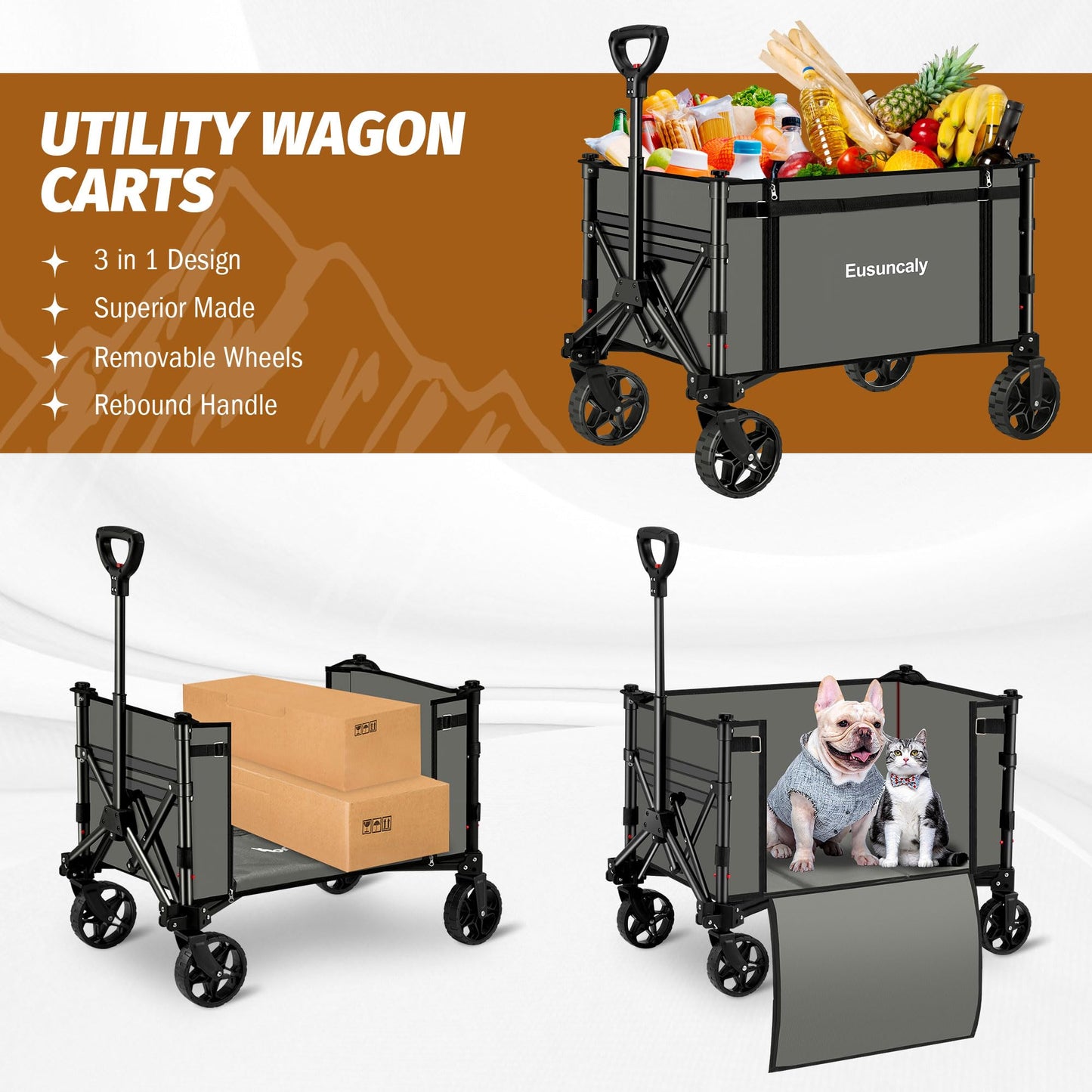Collapsible Outdoor Utility Wagon for Shopping