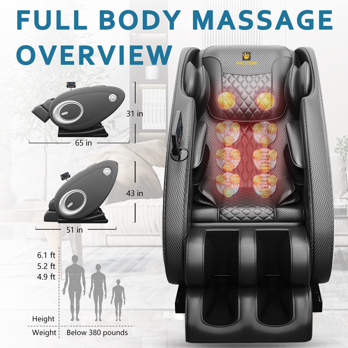 BILITOK Zero Gravity Massage Chair with Bluetooth