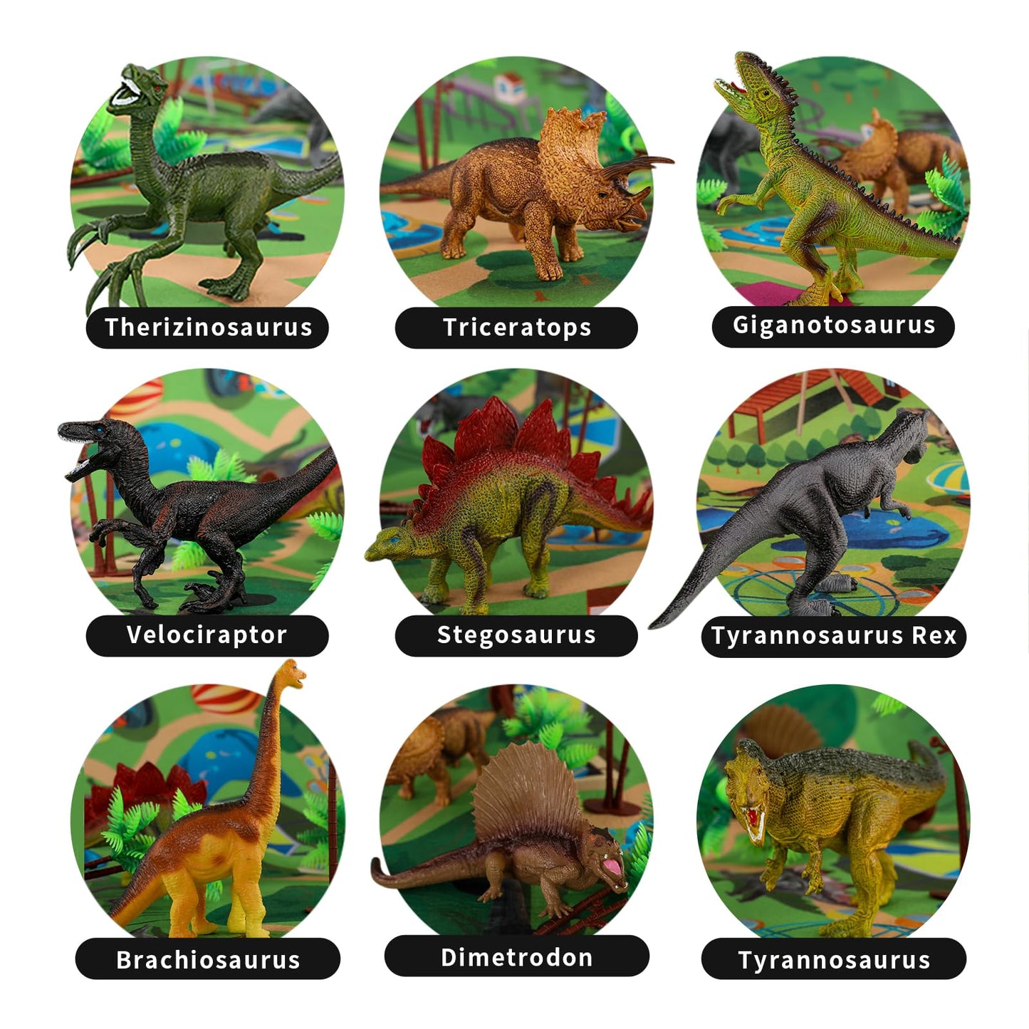 Dinosaur Figures Playset with Mat and Trees
