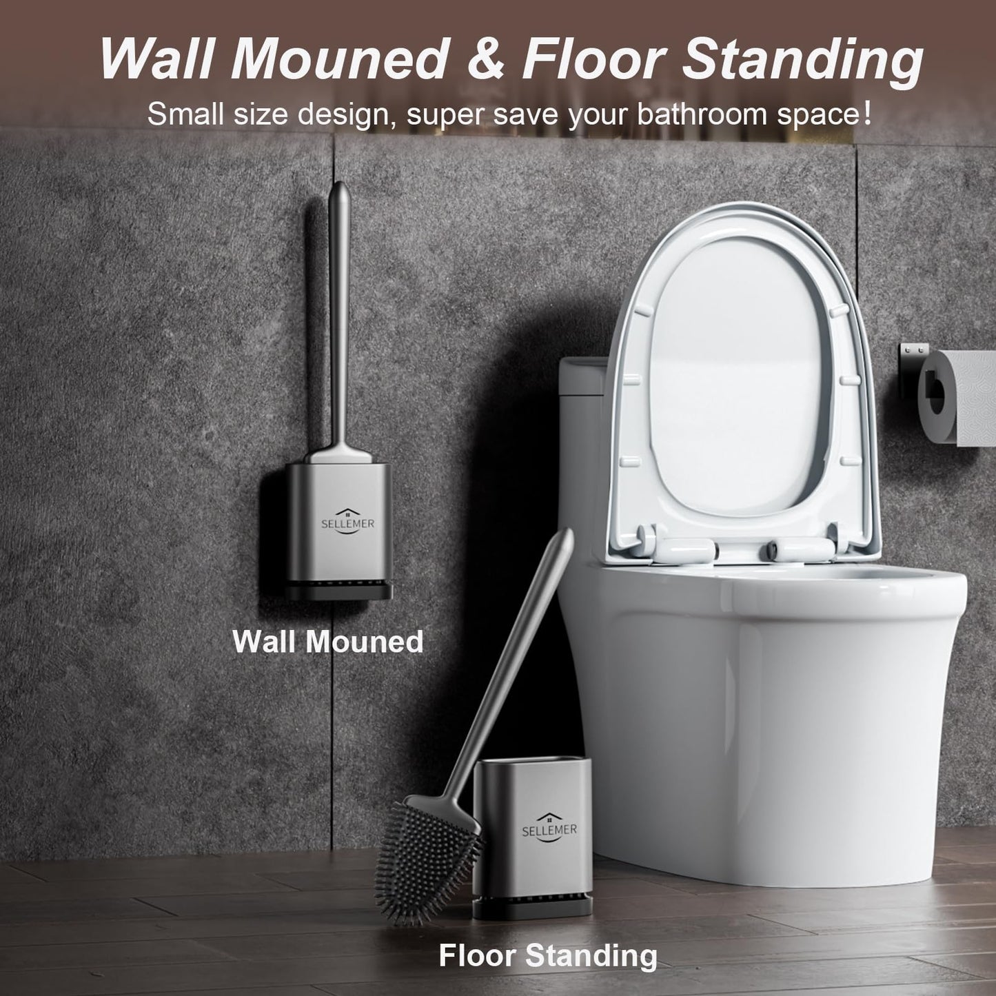 Toilet Brush Set with Holder and Flexible Head
