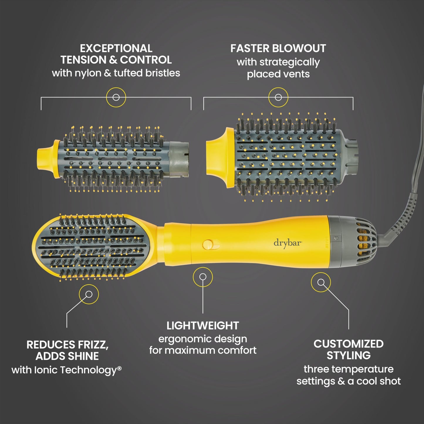 Drybar 3-in-1 Blow-Dryer Brush for Voluminous Hair