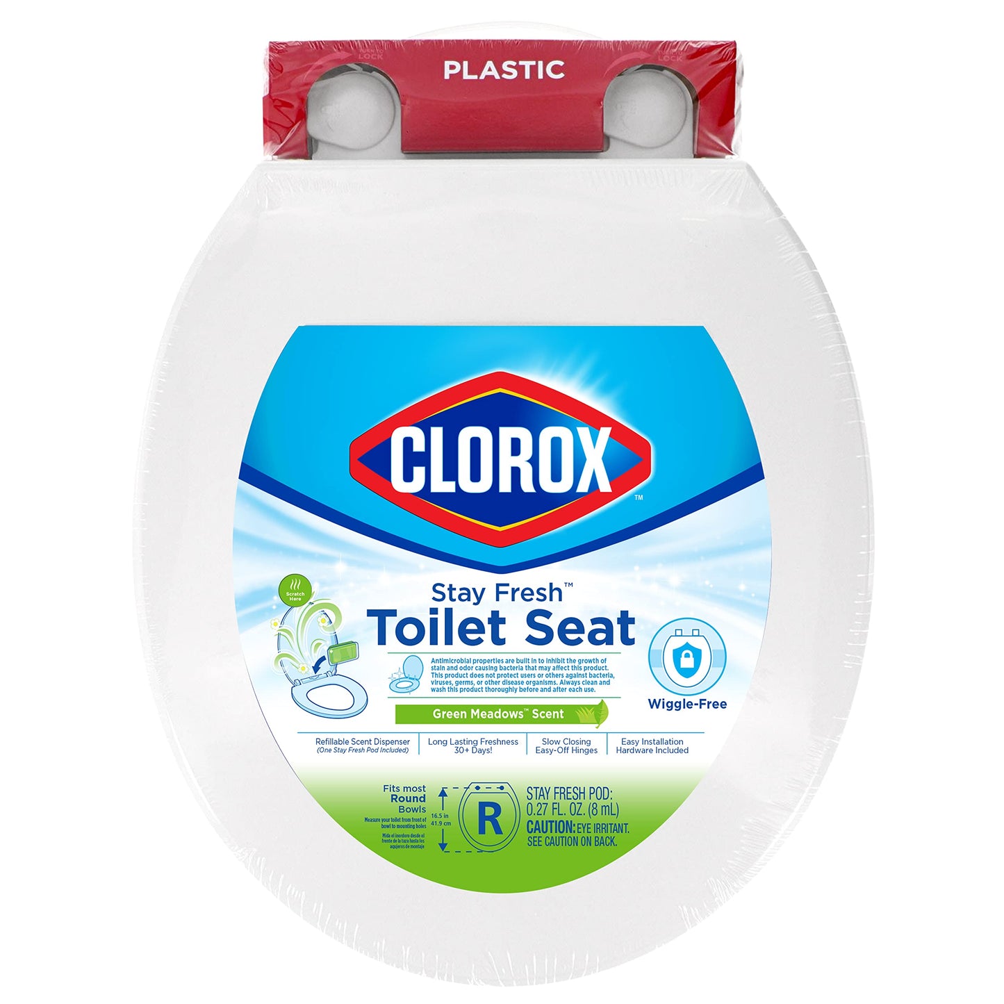 Clorox Round Scented Plastic Toilet Seat with Easy-Off Hinges