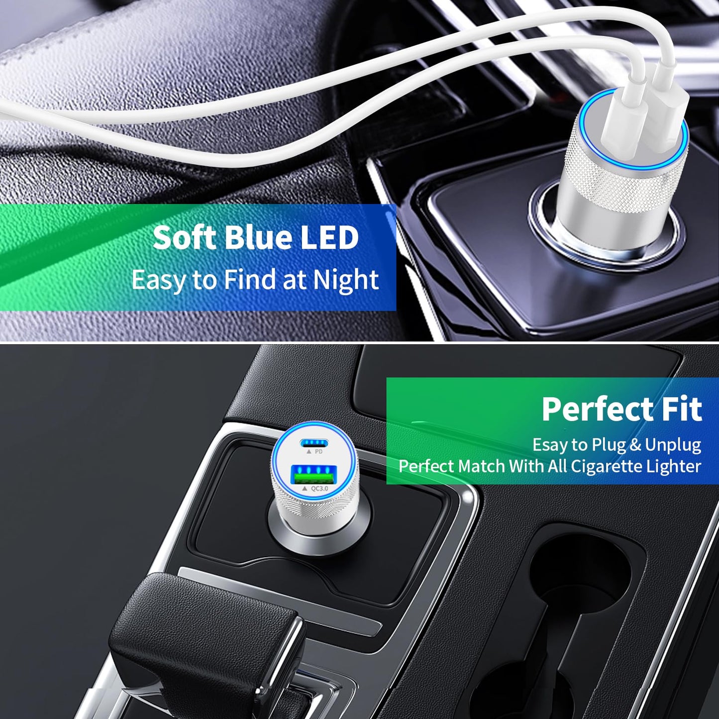 iPhone 16 Fast Car Charger with 2 USB-C Cables