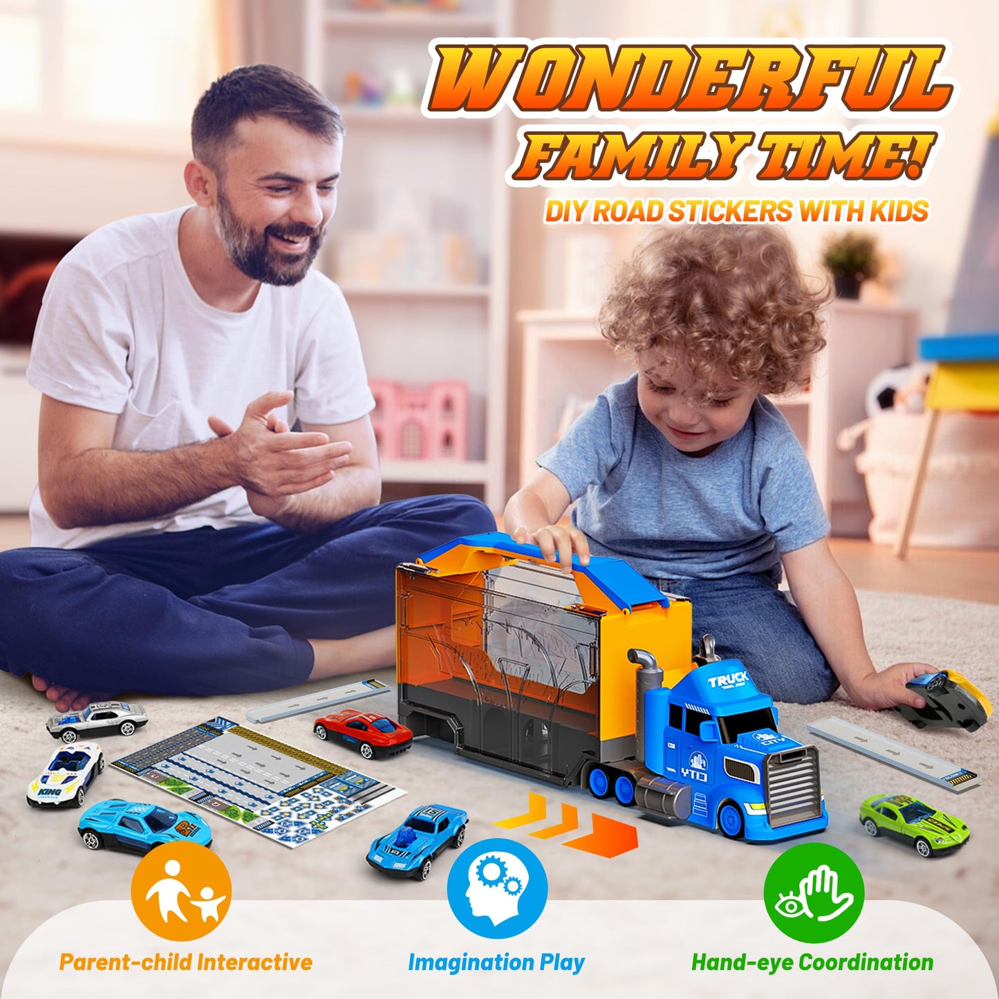 Carsky Truck Toy Set with Race Track & Cars