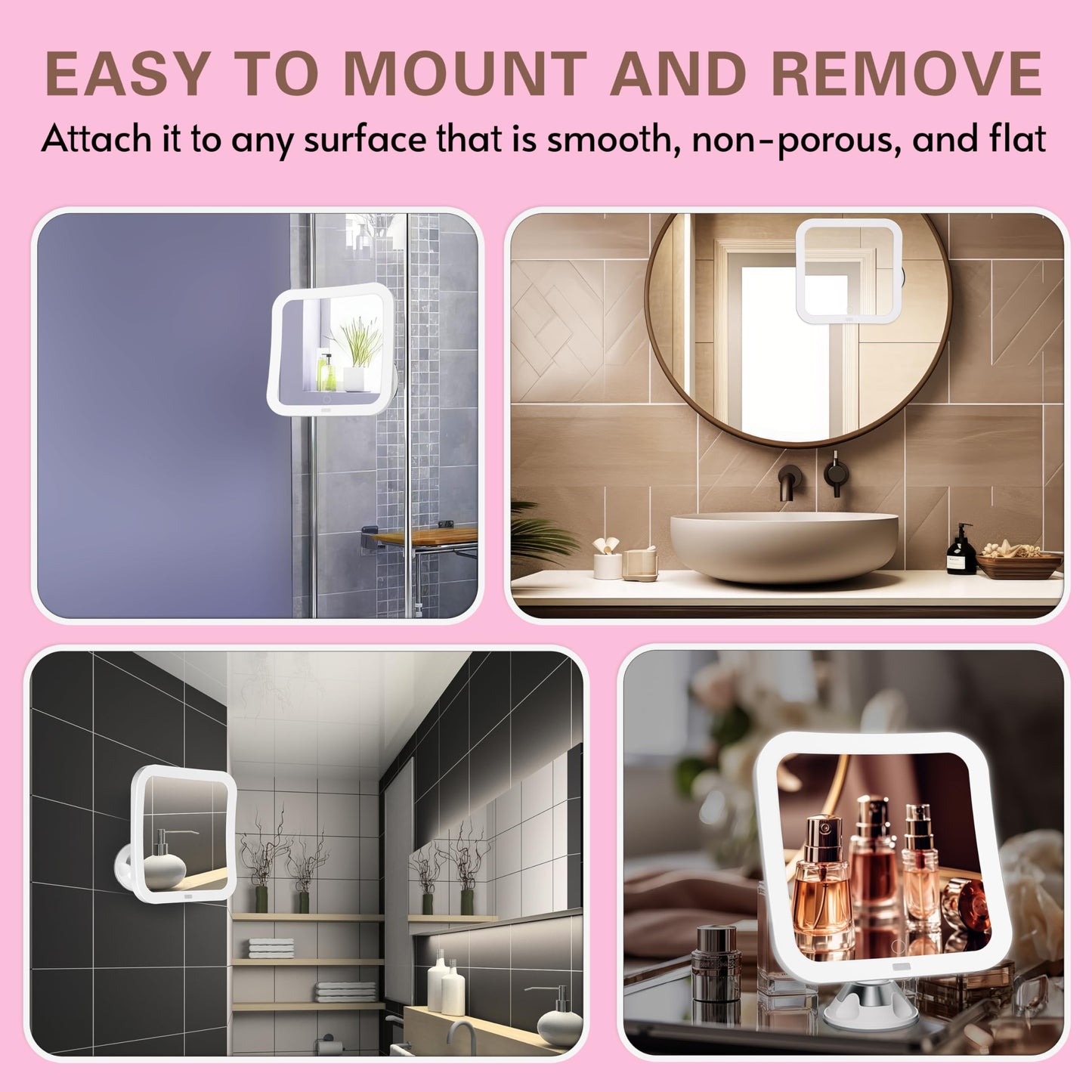 10x Magnifying Lighted Makeup Mirror with Suction Base