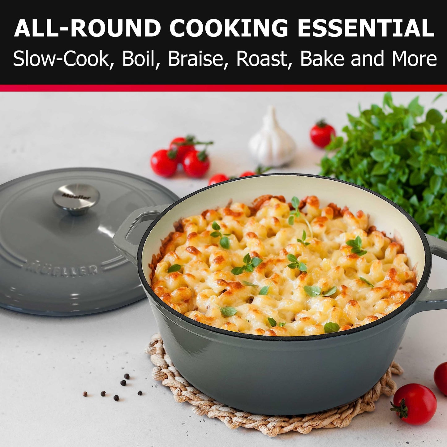 Mueller 6 Quart Enameled Cast Iron Dutch Oven