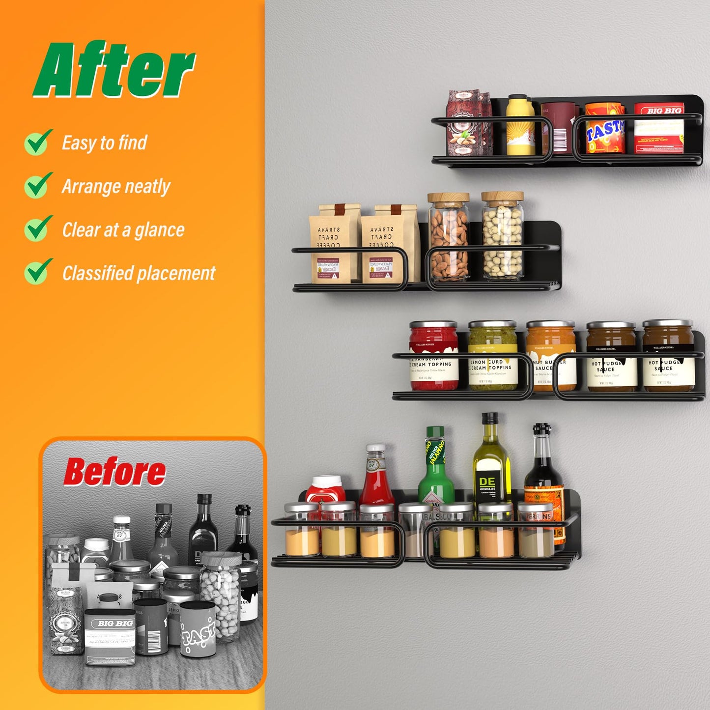 Magnetic Spice Rack Organizer for Refrigerator