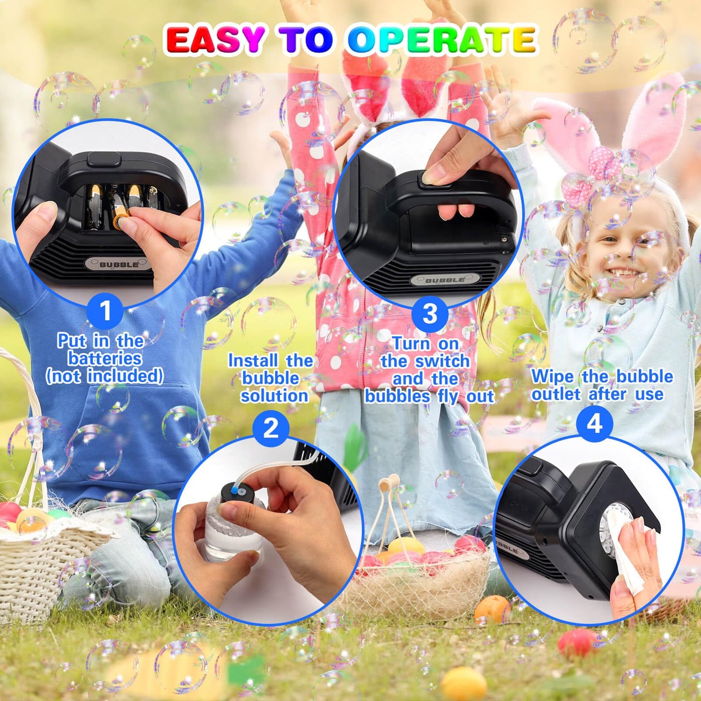 Bubble Machine for Kids, Upgrade Automatic Bubble Machine Portable Bubble Maker Outdoor Bubble Machine for Dogs Pets, Electric Bubble Blower Machine for Parties, Birthday, Wedding, Camping