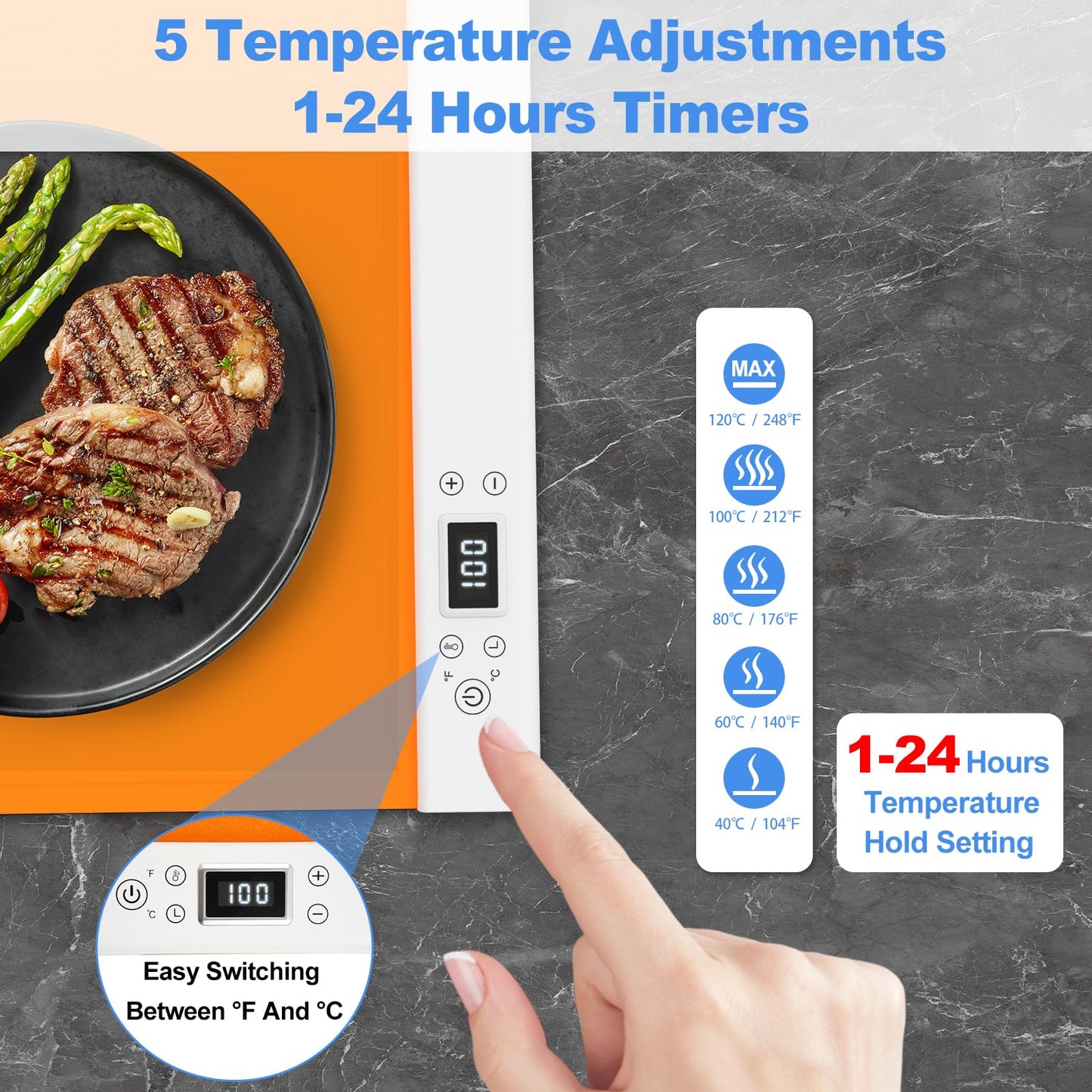 Electric Food Warming Mat with Adjustable Temperature
