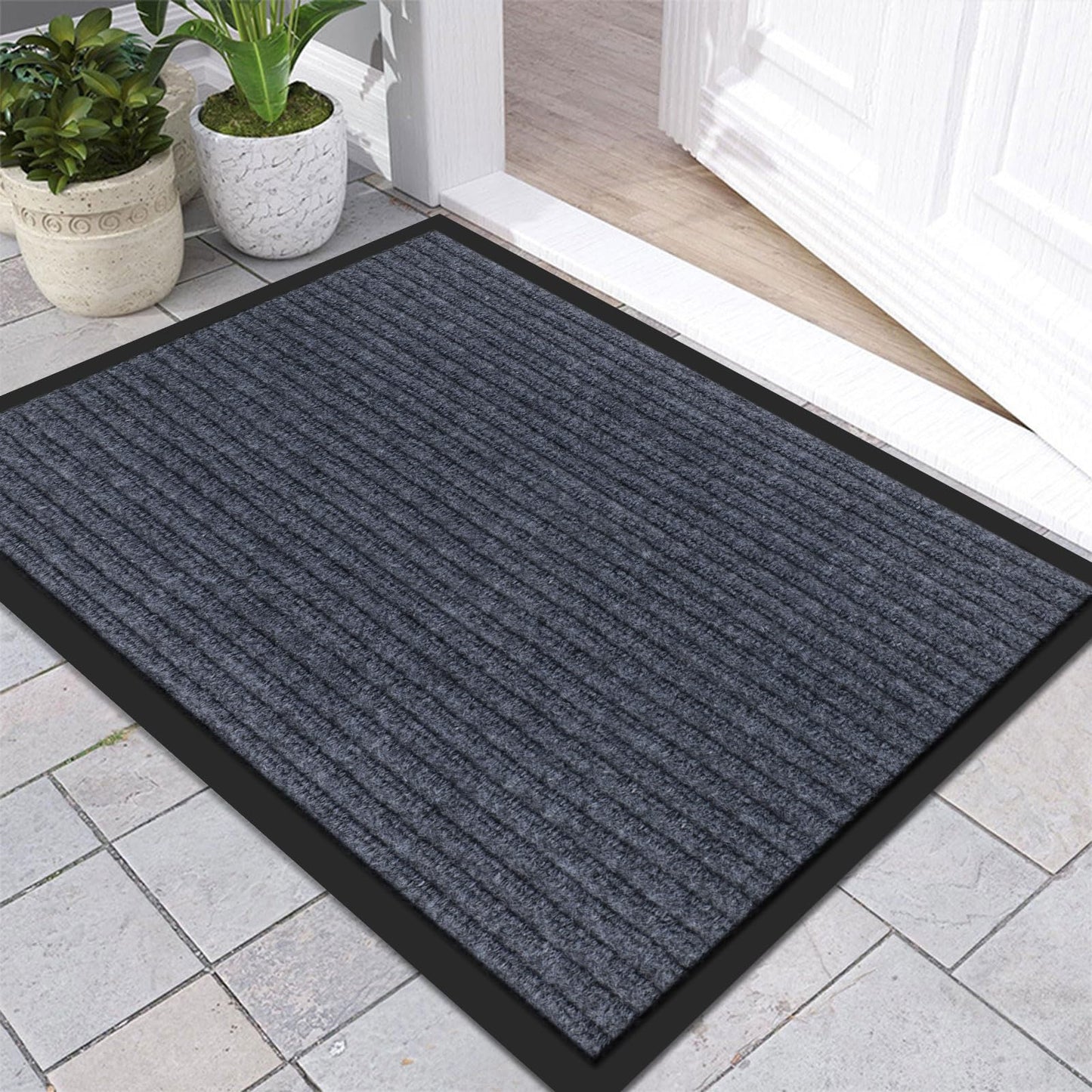 Non-Slip Grey Front Doormat for Indoor/Outdoor