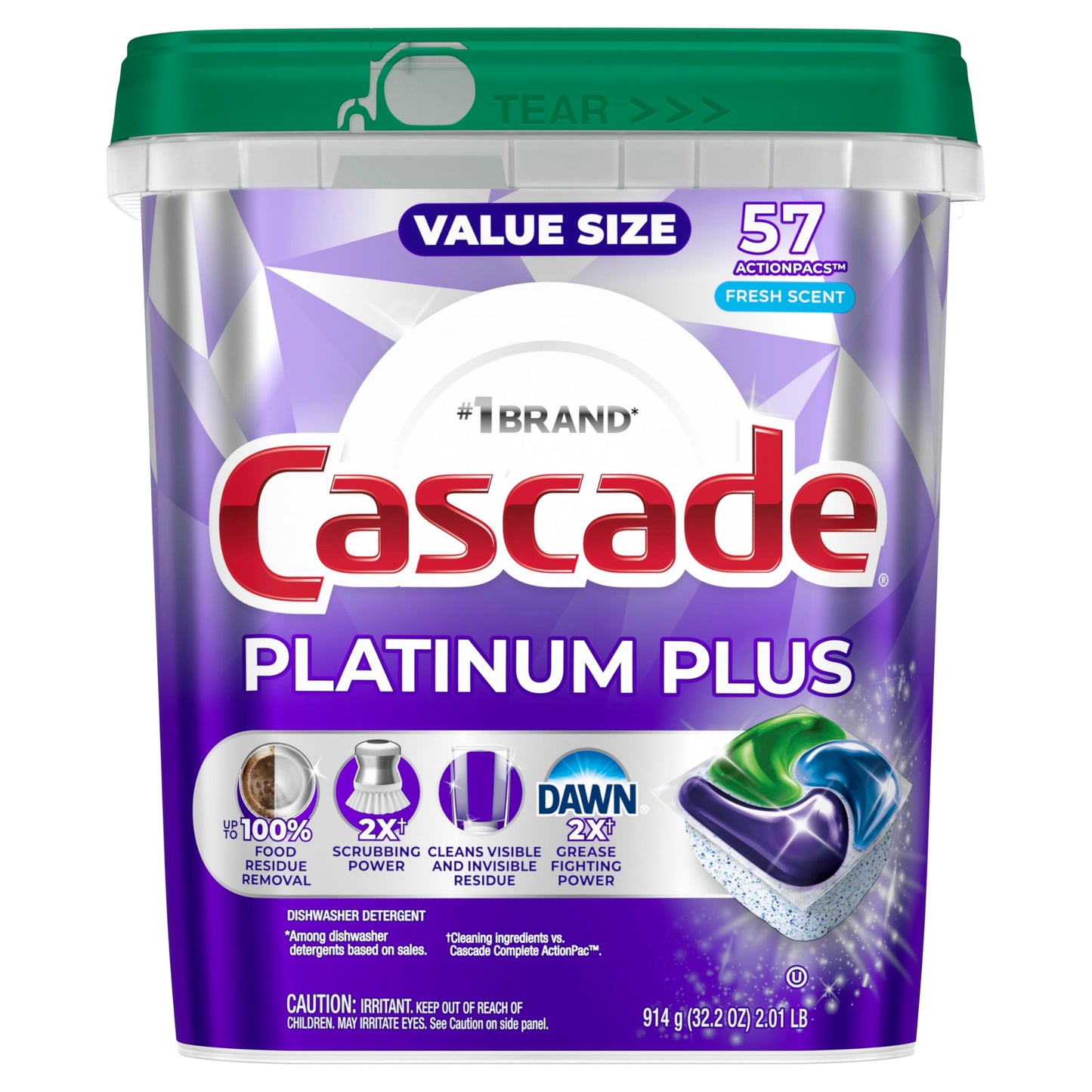 57 Count Cascade Platinum Plus Dishwasher Pods
