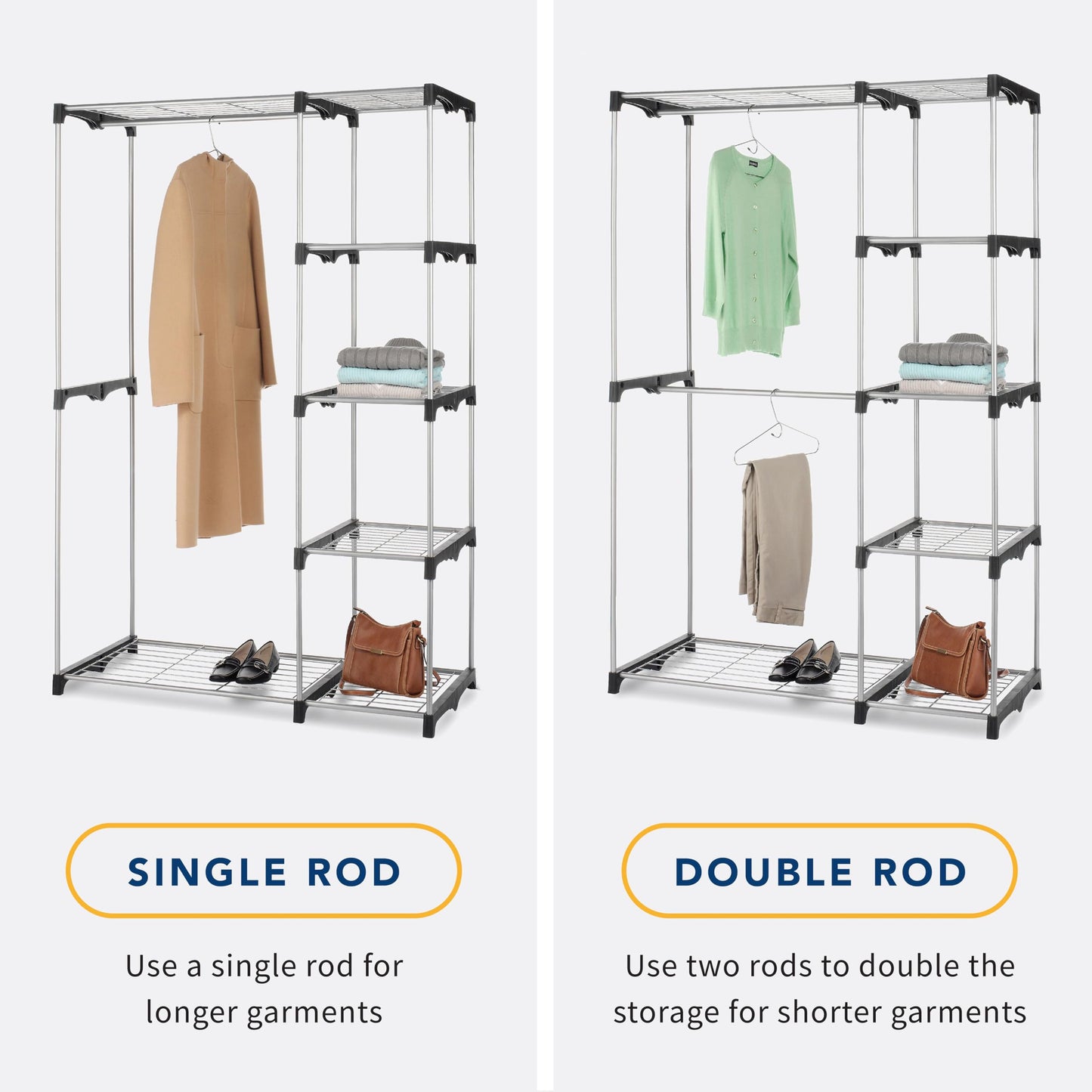 Whitmor Double Rod Freestanding Closet Organizer