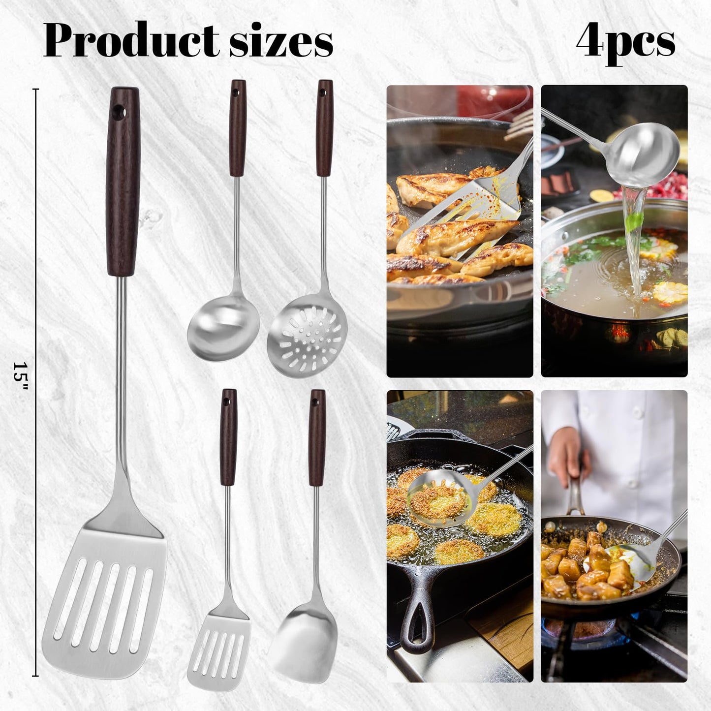 HANSGO Stainless Steel Wok Utensils Set