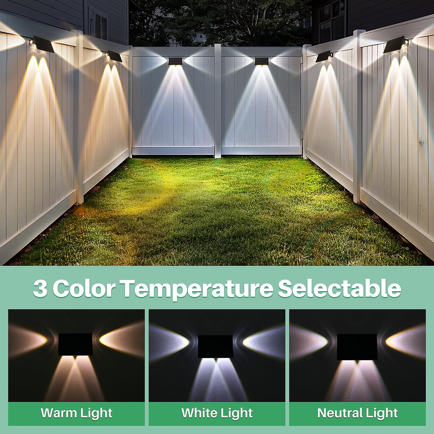 4 Pack Solar Fence Lights for Outdoor Use