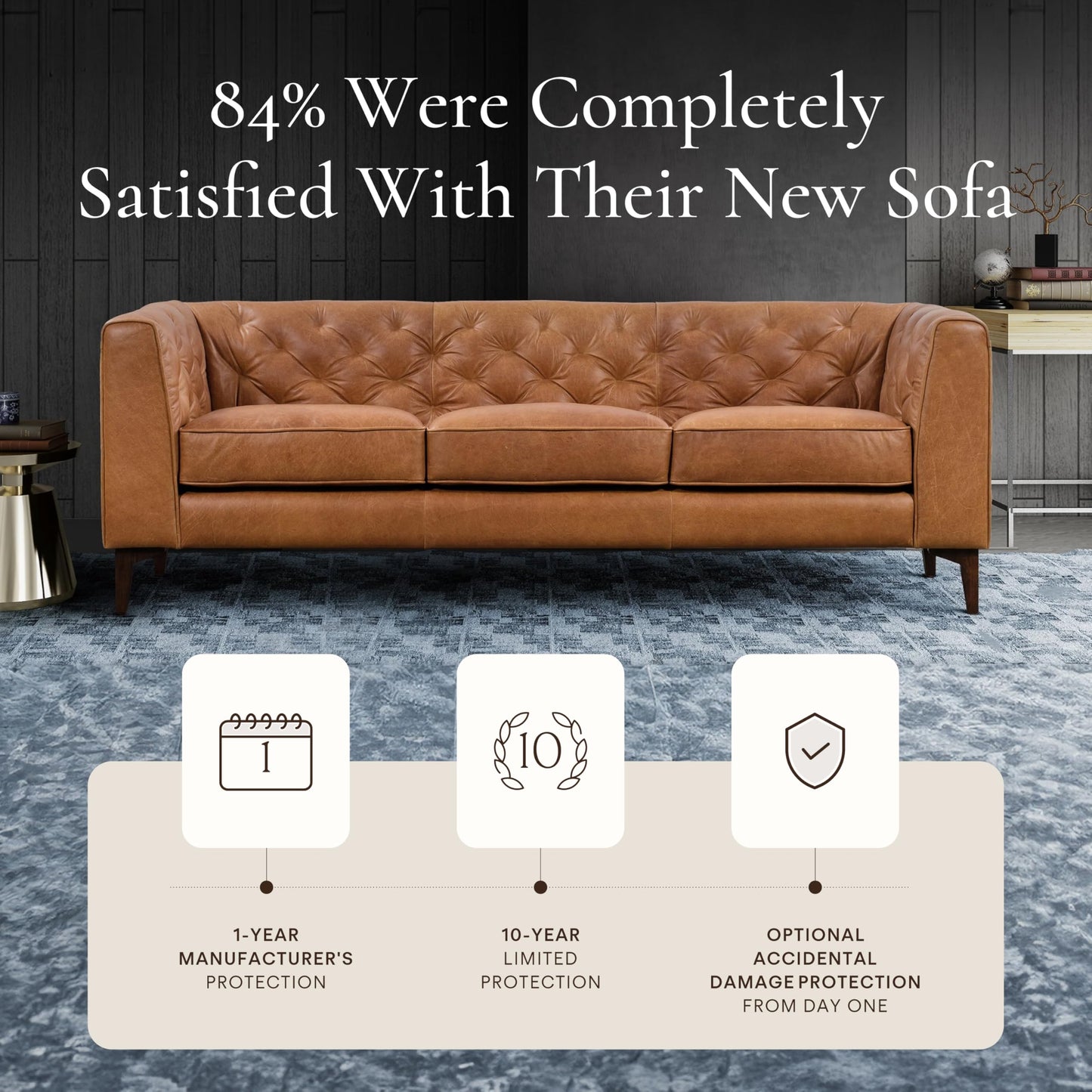 Poly & Bark Leather Sofa with Tufted Back