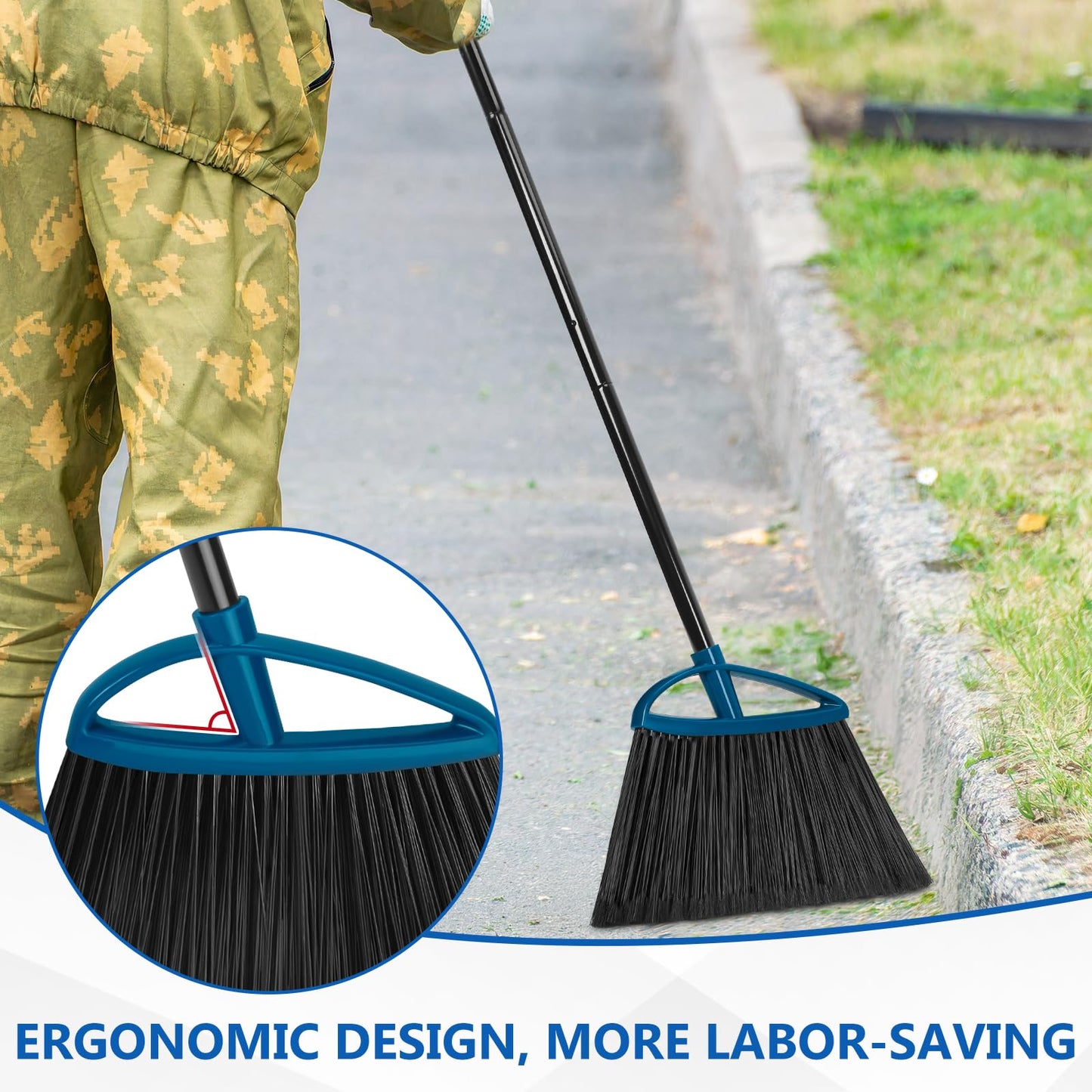 3 Pack Heavy Duty Angle Brooms for Outdoor Use