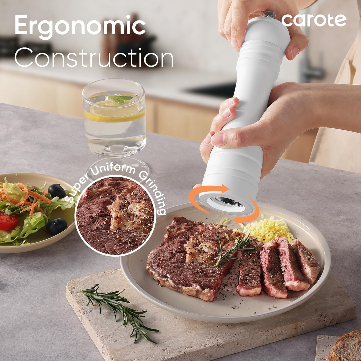 CAROTE Salt and Pepper Grinder Set, Adjustable Coarseness