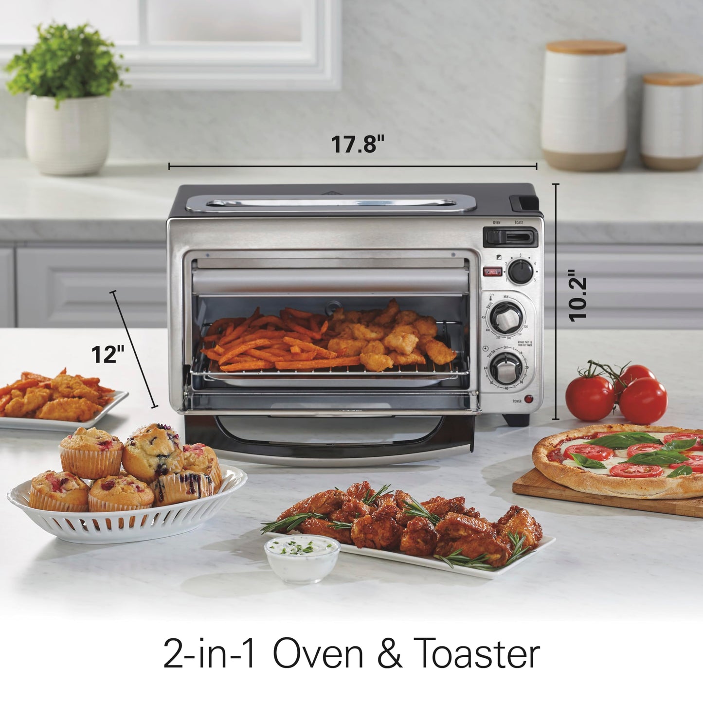 Hamilton Beach 2-in-1 Countertop Toaster Oven and Long Slot 2 Slice Toaster