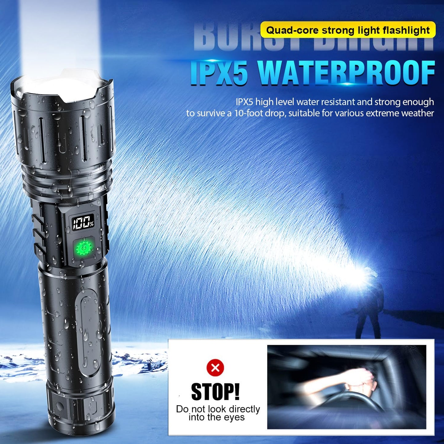 20000 Lumens Hoxida Rechargeable LED Flashlight