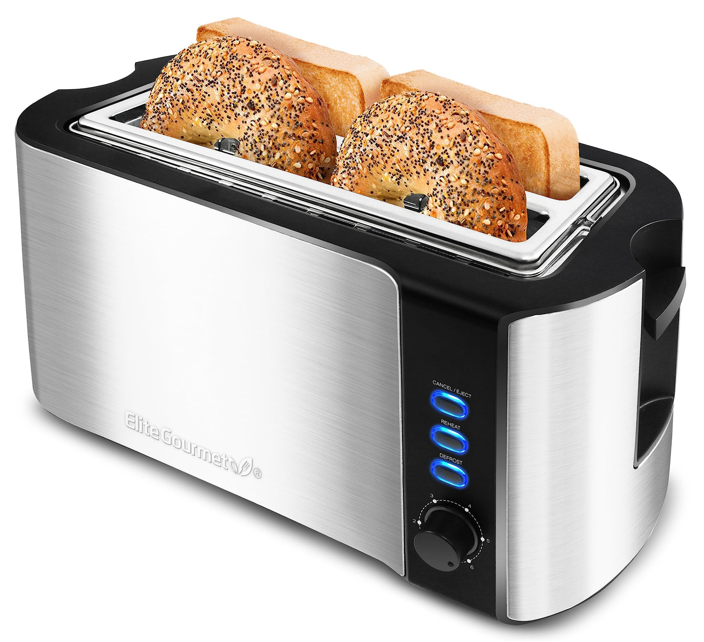 4-Slice Elite Gourmet Toaster with Extra Wide Slots
