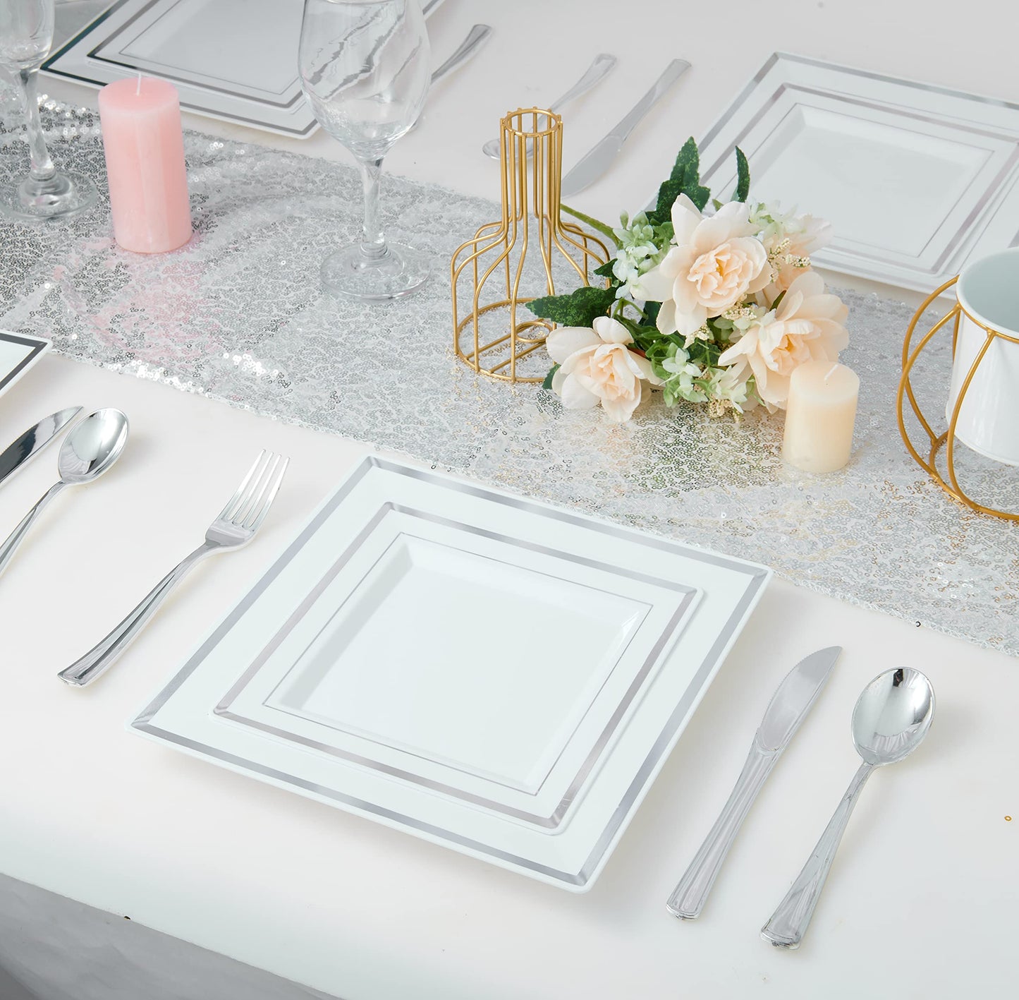 JOLLY CHEF 125 Count Plastic Plates and Cutlery Set