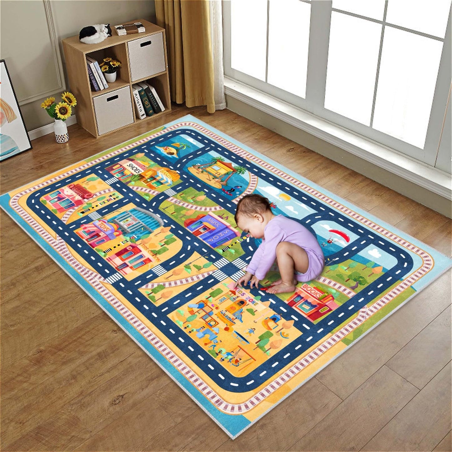 Kids Car Road Play Rug for Playroom