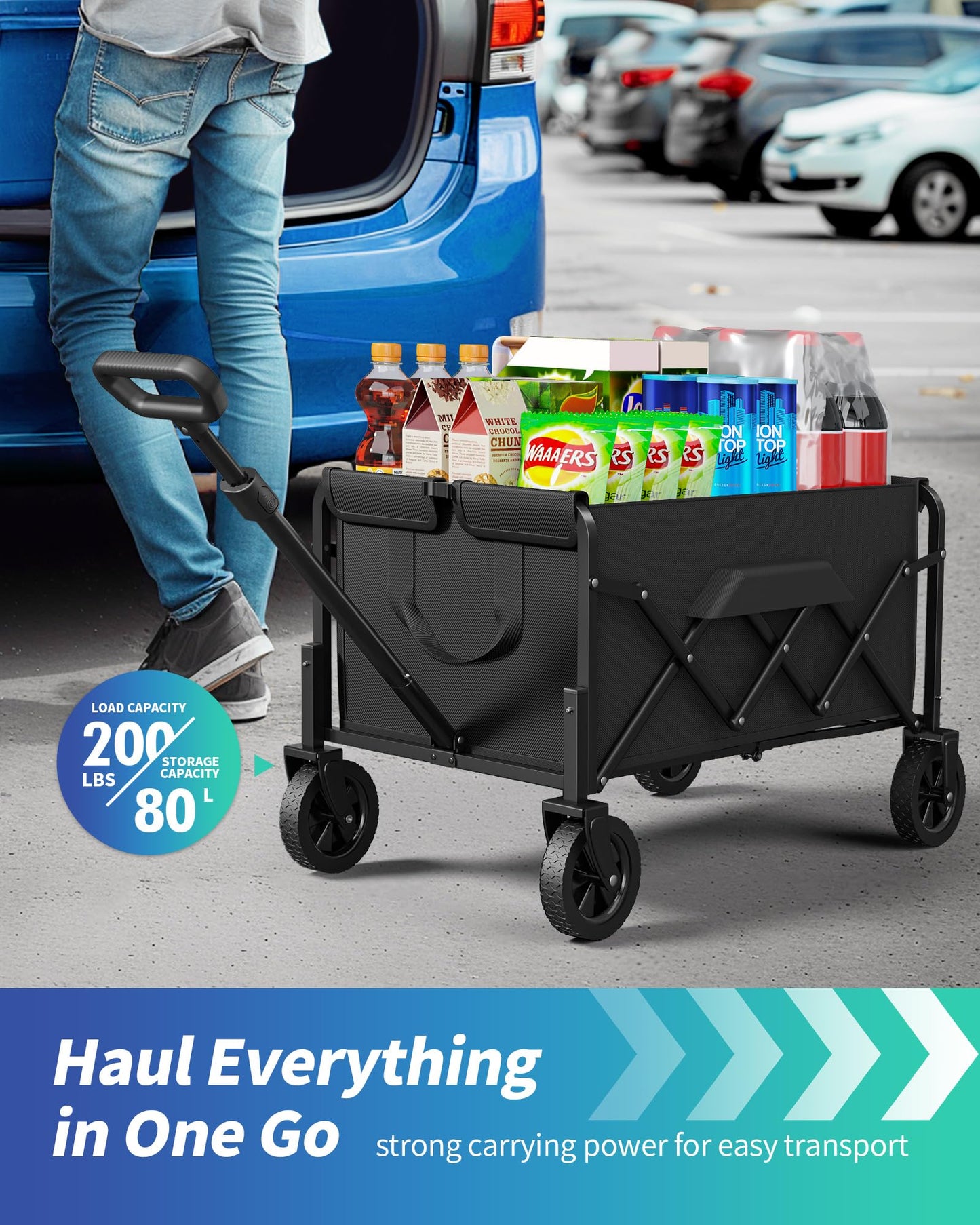 Ksend Foldable Utility Wagon for Groceries & Camping